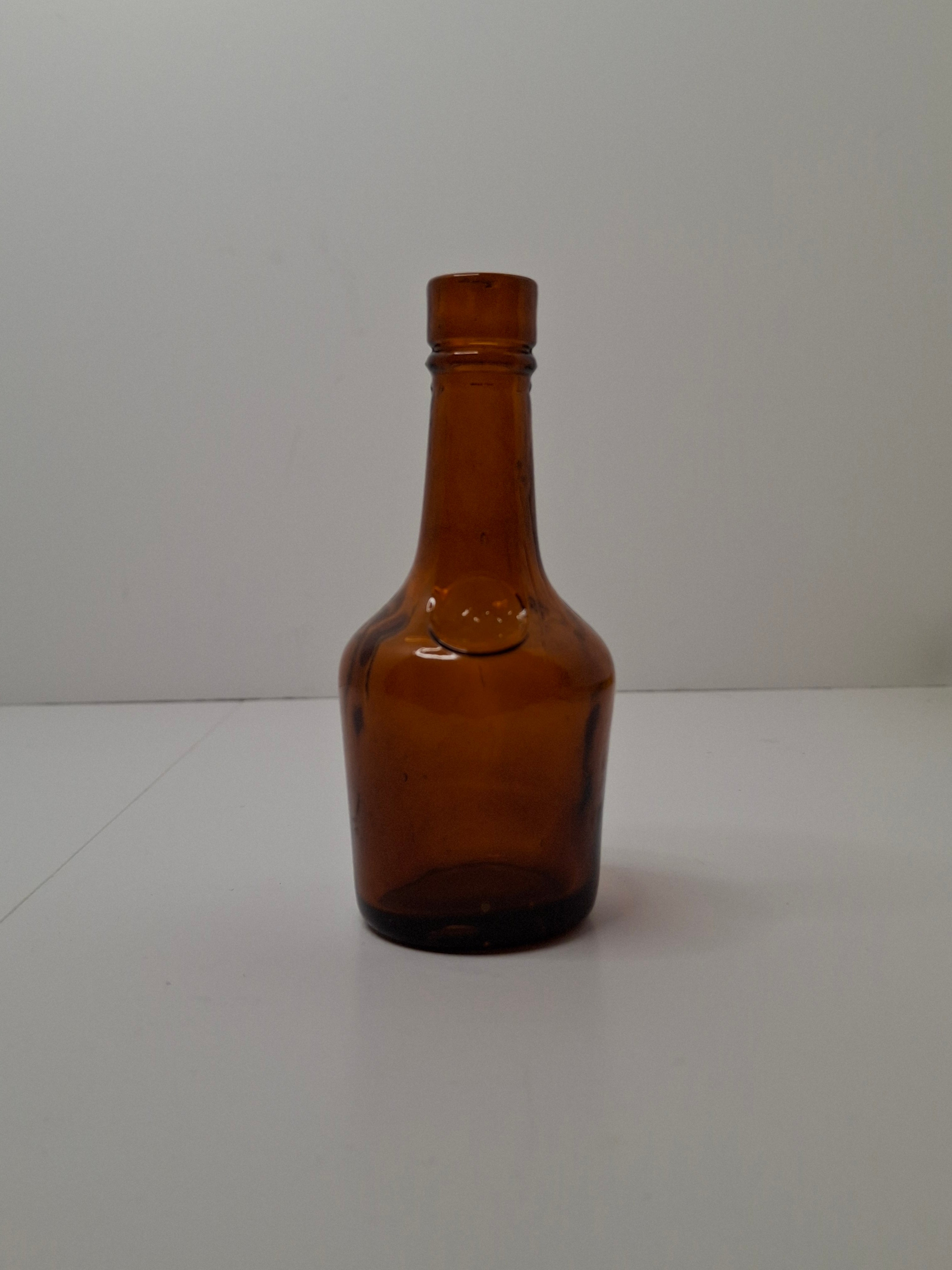 Antique Miniature Amber Glass Chemist Apothecary Bottle - Davey & Moore, England