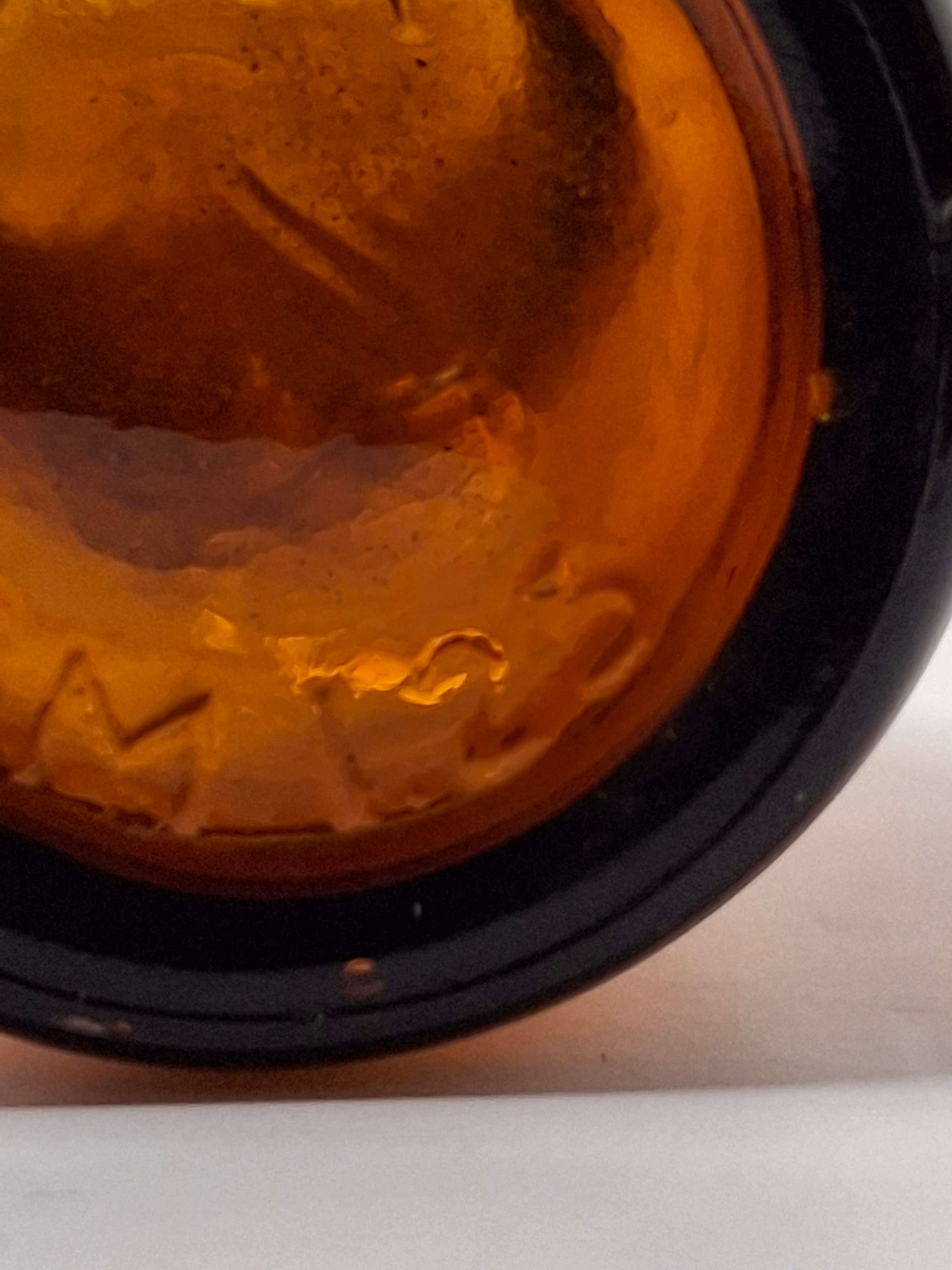 Antique Miniature Amber Glass Chemist Apothecary Bottle - Davey & Moore, England