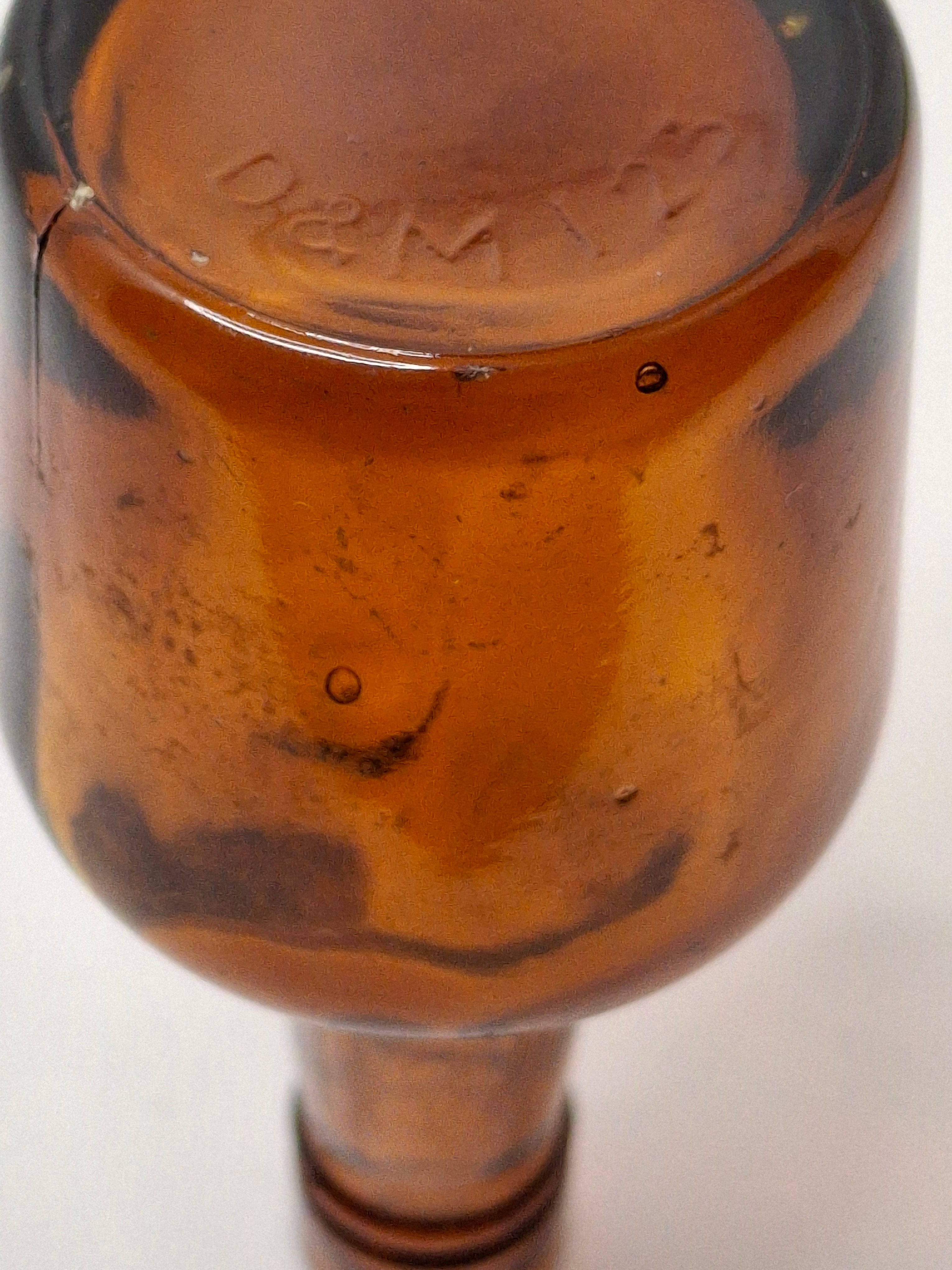 Antique Miniature Amber Glass Chemist Apothecary Bottle - Davey & Moore, England