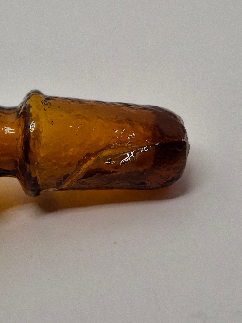 Mid-Century Hand-Blown Amber Glass Cruet Jug with Stopper, Applied Handle/Spout