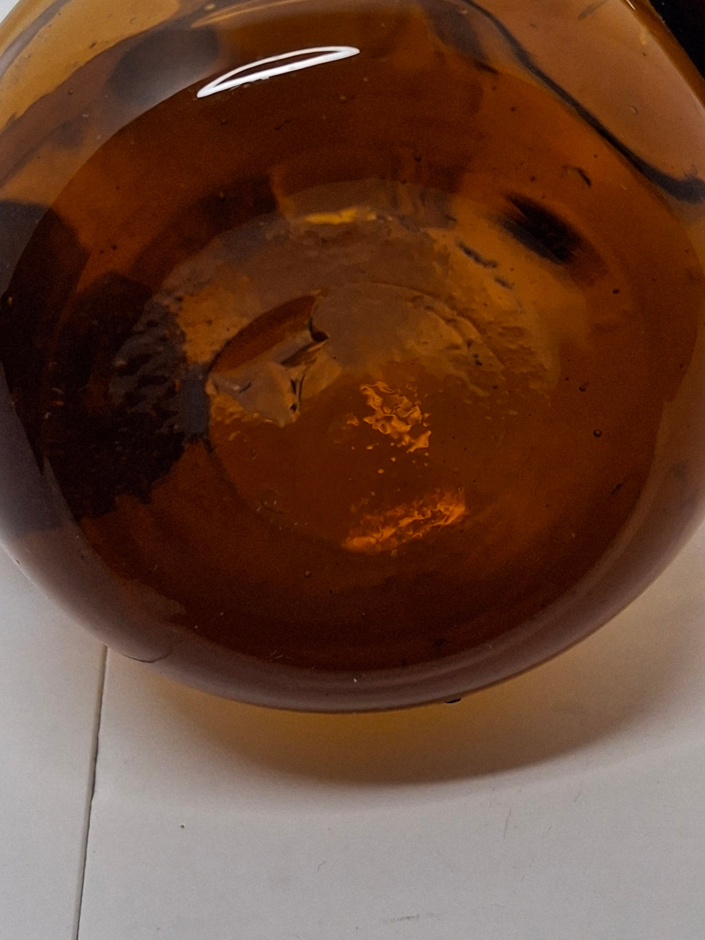 Mid-Century Hand-Blown Amber Glass Cruet Jug with Stopper, Applied Handle/Spout