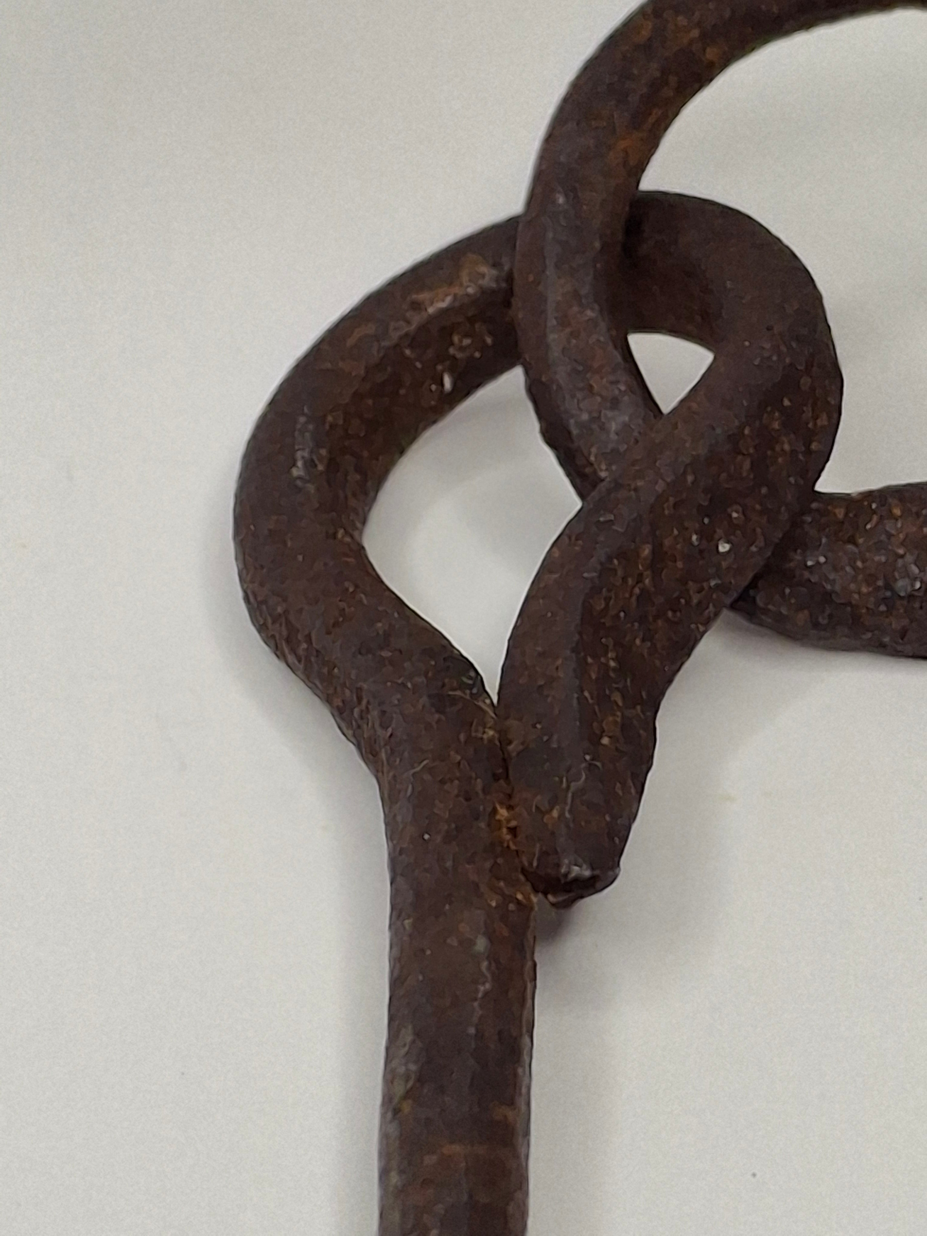 Museum Quality Antique 18th Century Hand-Wrought Iron Adjustable Four-Wick Grease or Lard Lamp with extremely Rare Pin-and-Hole Adjustment System
