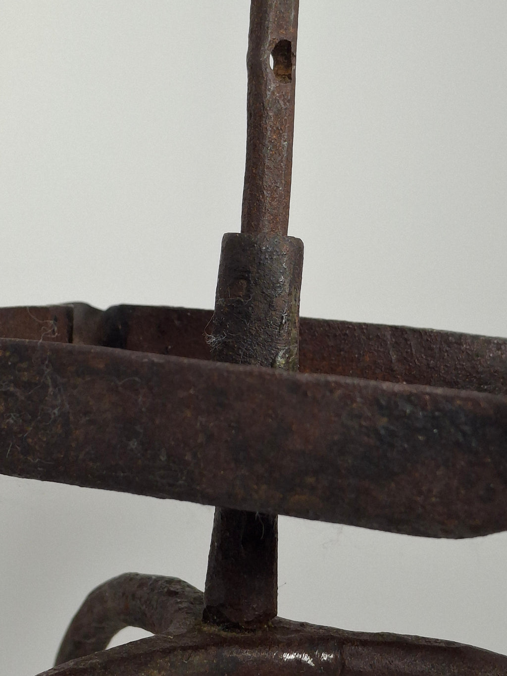 Museum Quality Antique 18th Century Hand-Wrought Iron Adjustable Four-Wick Grease or Lard Lamp with extremely Rare Pin-and-Hole Adjustment System