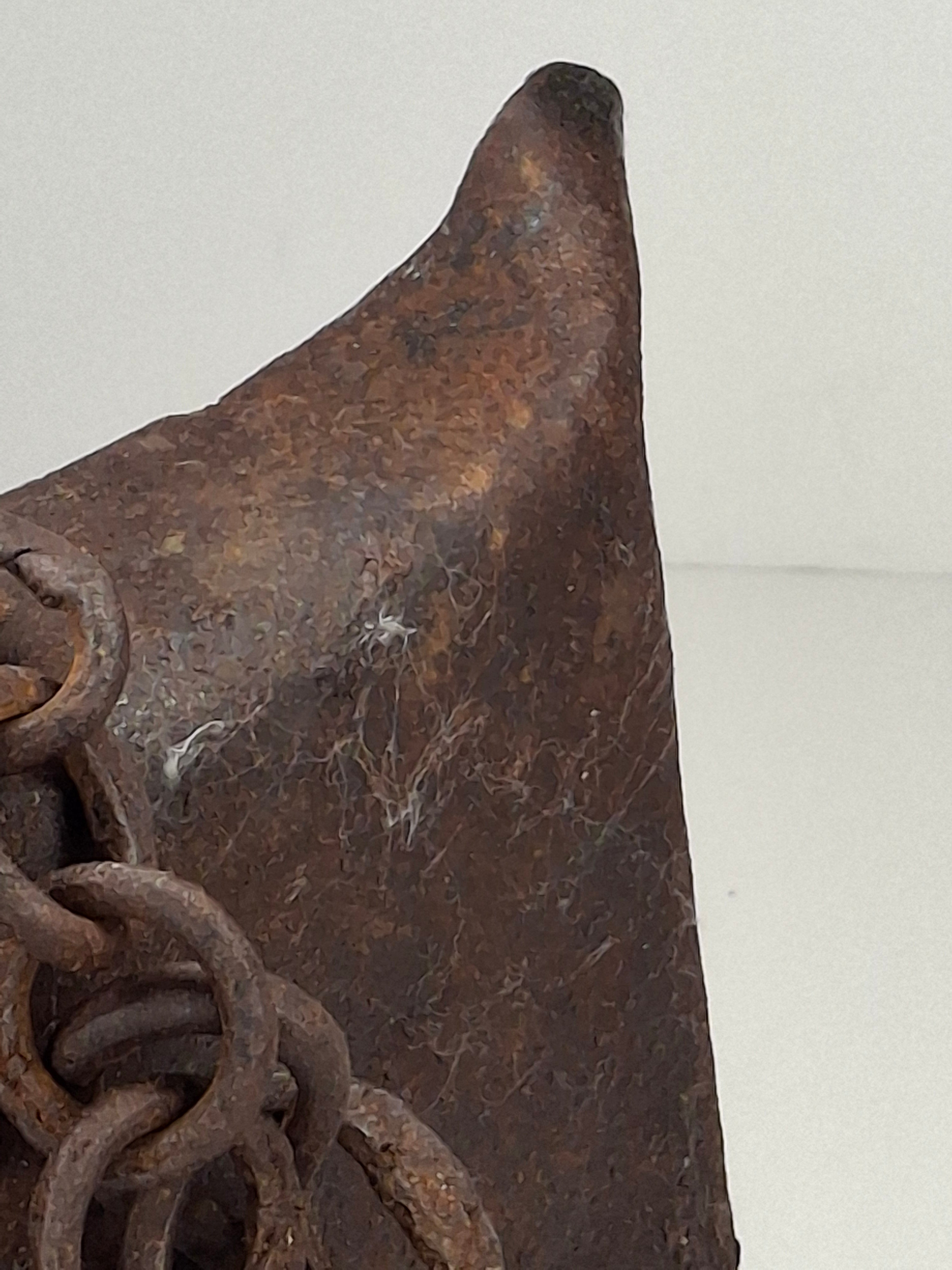 Museum Quality Antique 18th Century Hand-Wrought Iron Adjustable Four-Wick Grease or Lard Lamp with extremely Rare Pin-and-Hole Adjustment System