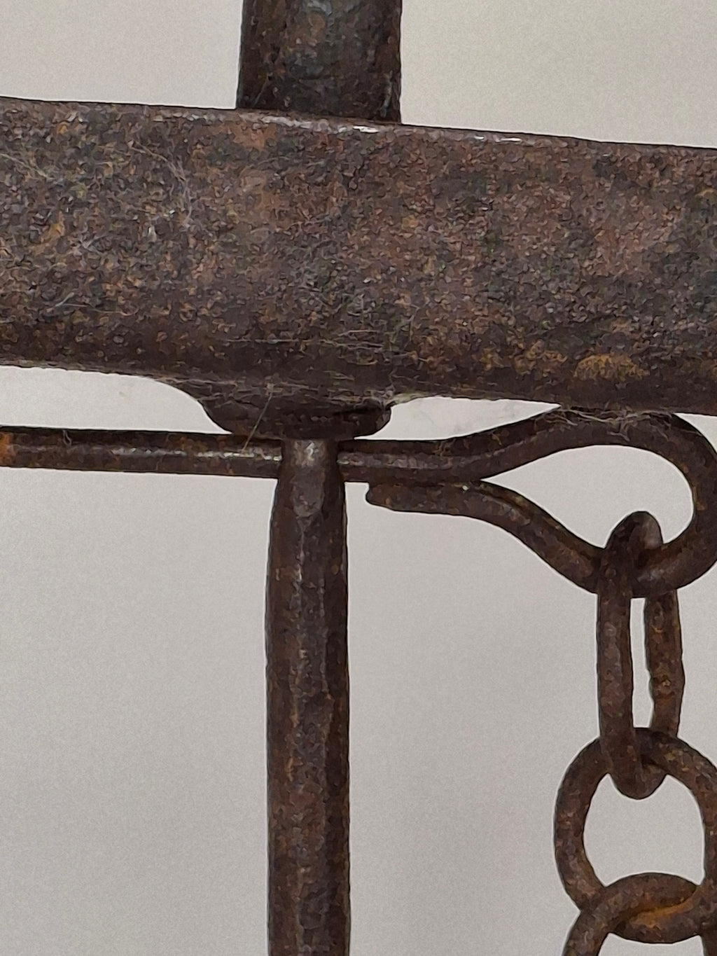 Museum Quality Antique 18th Century Hand-Wrought Iron Adjustable Four-Wick Grease or Lard Lamp with extremely Rare Pin-and-Hole Adjustment System