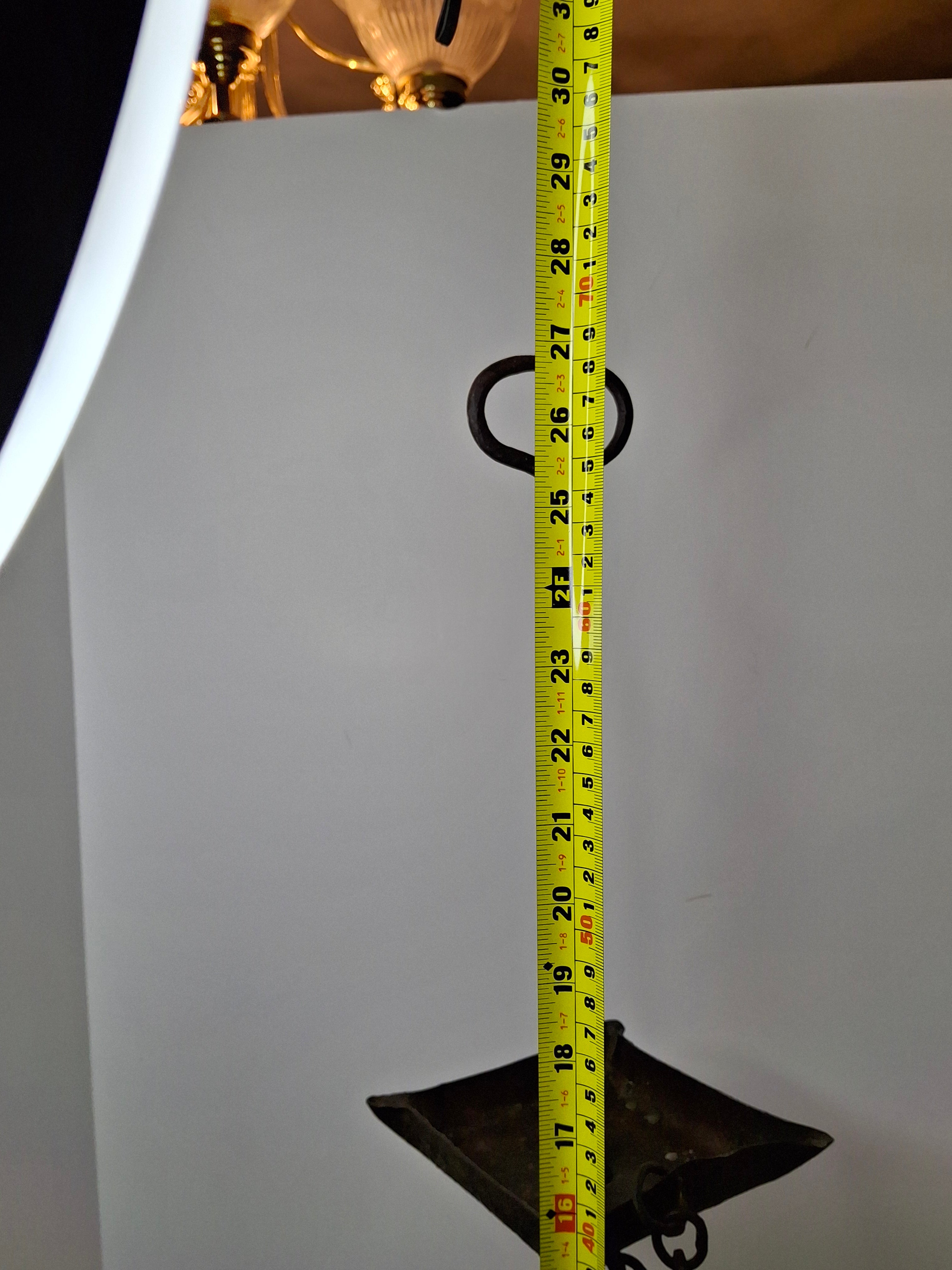 Museum Quality Antique 18th Century Hand-Wrought Iron Adjustable Four-Wick Grease or Lard Lamp with extremely Rare Pin-and-Hole Adjustment System