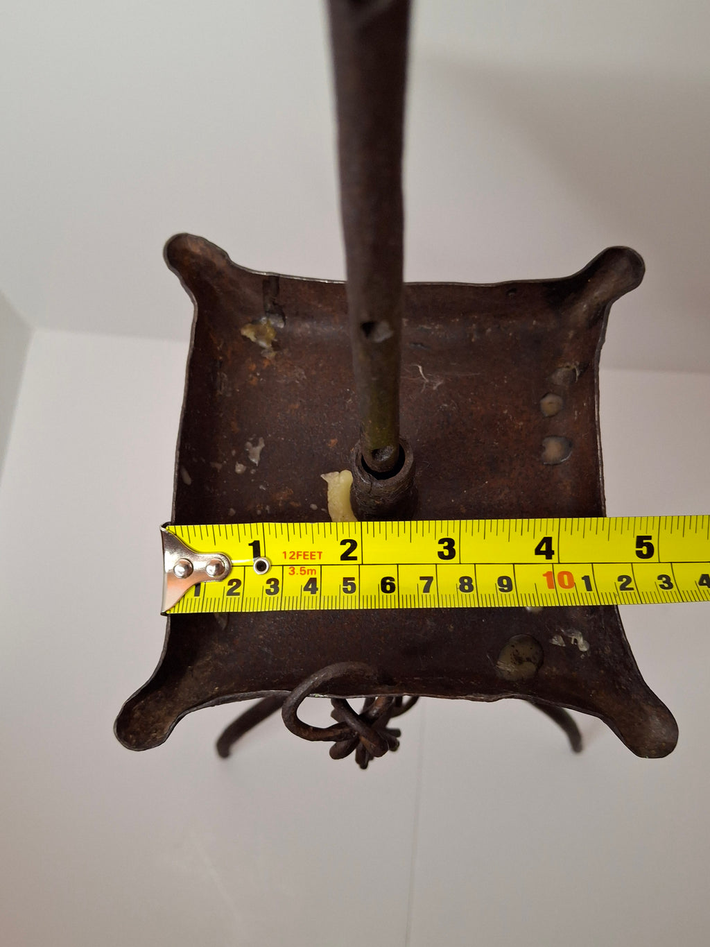 Museum Quality Antique 18th Century Hand-Wrought Iron Adjustable Four-Wick Grease or Lard Lamp with extremely Rare Pin-and-Hole Adjustment System