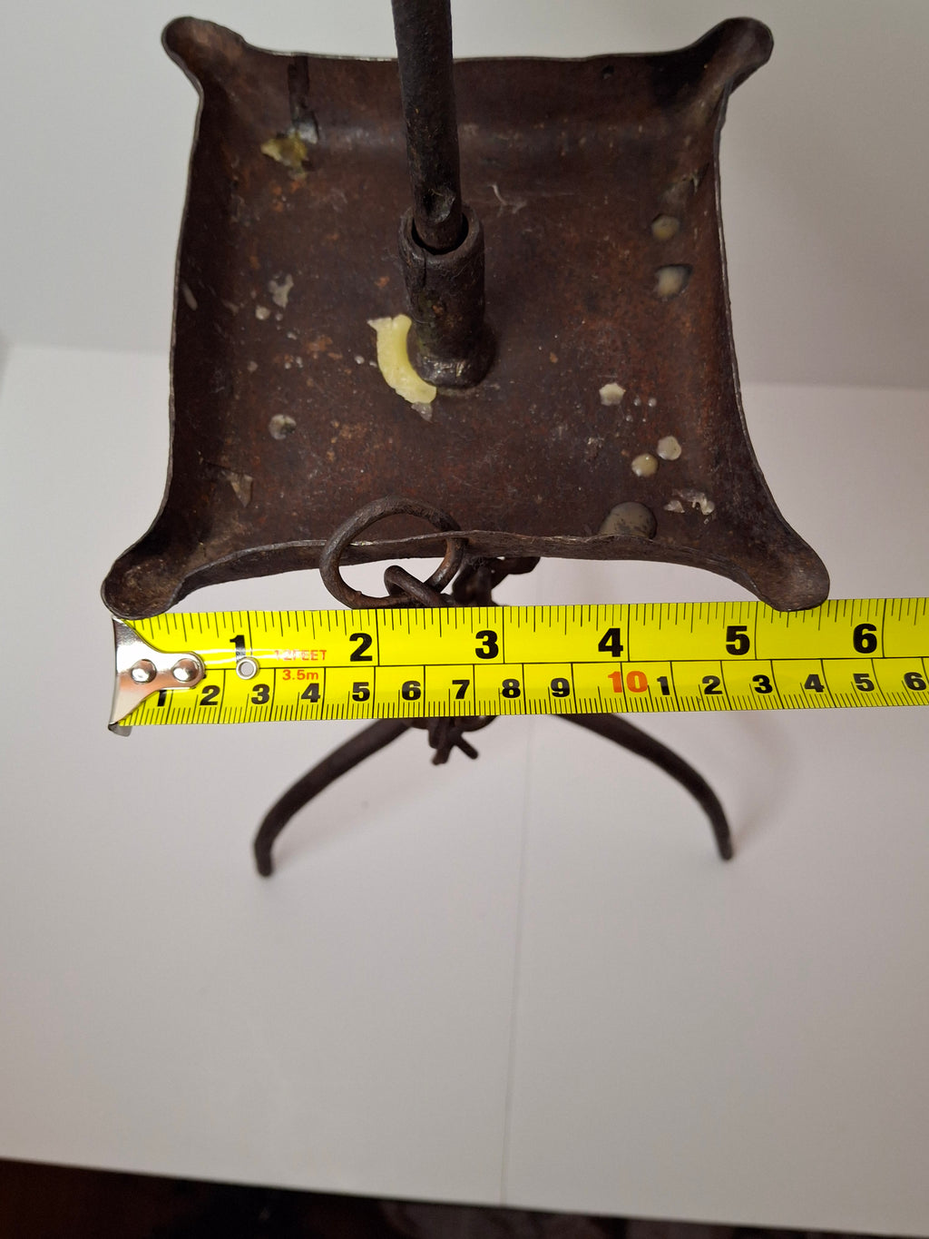 Museum Quality Antique 18th Century Hand-Wrought Iron Adjustable Four-Wick Grease or Lard Lamp with extremely Rare Pin-and-Hole Adjustment System