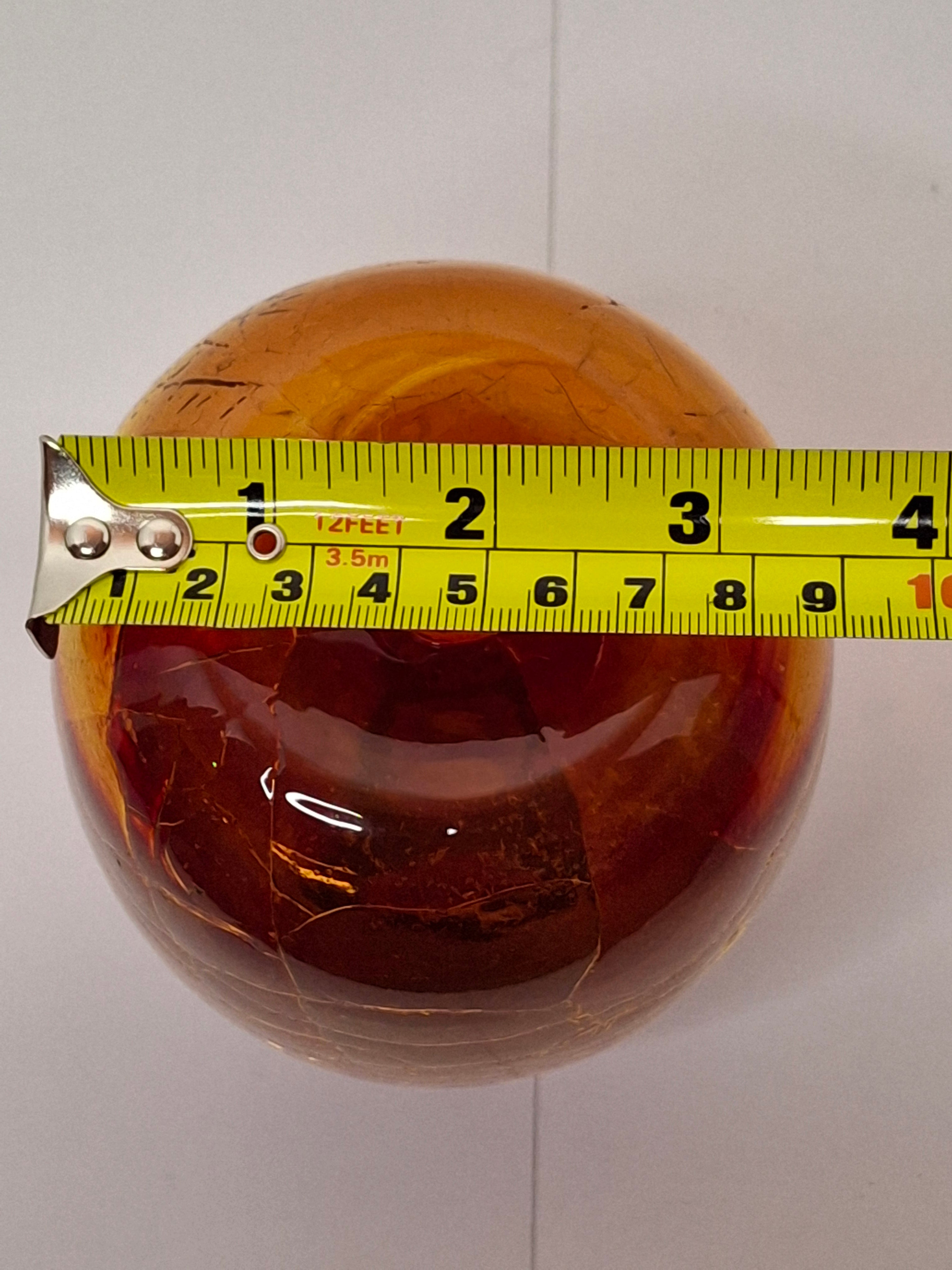 Vintage Mid-Century Amberina Crackle Glass Bud Vase - Hand-Blown w/ Pontil Mark