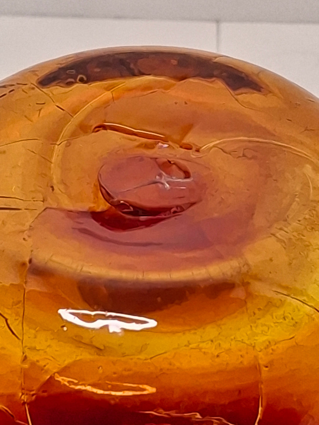 Vintage Mid-Century Amberina Crackle Glass Bud Vase - Hand-Blown w/ Pontil Mark