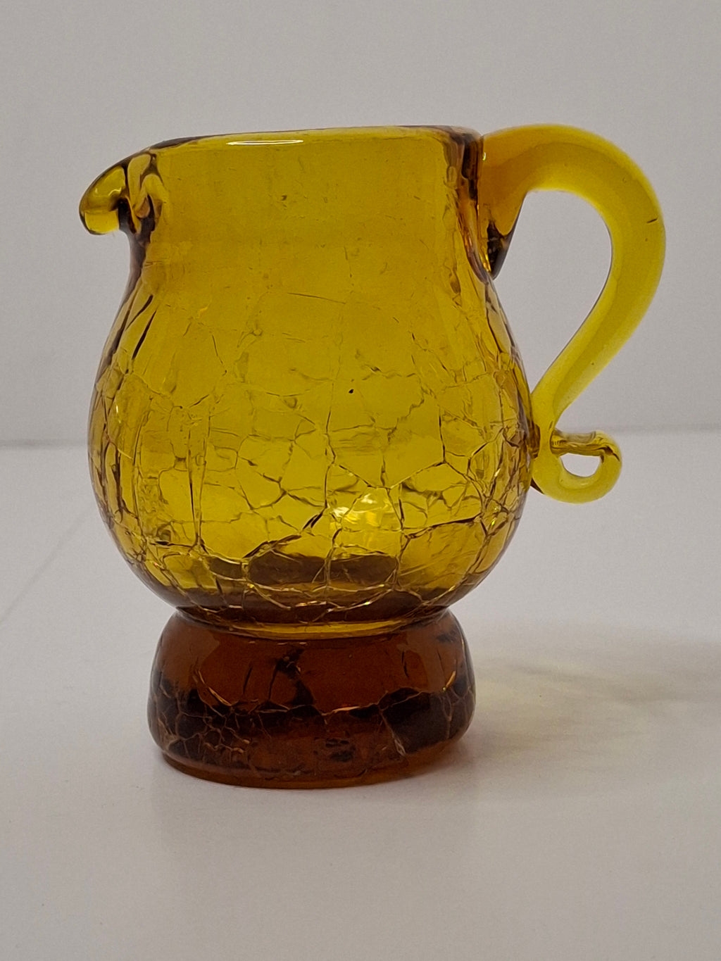 Vintage Lot of Mini Crackle Glass Pitchers - Cobalt Blue & Emerald Green, Amber