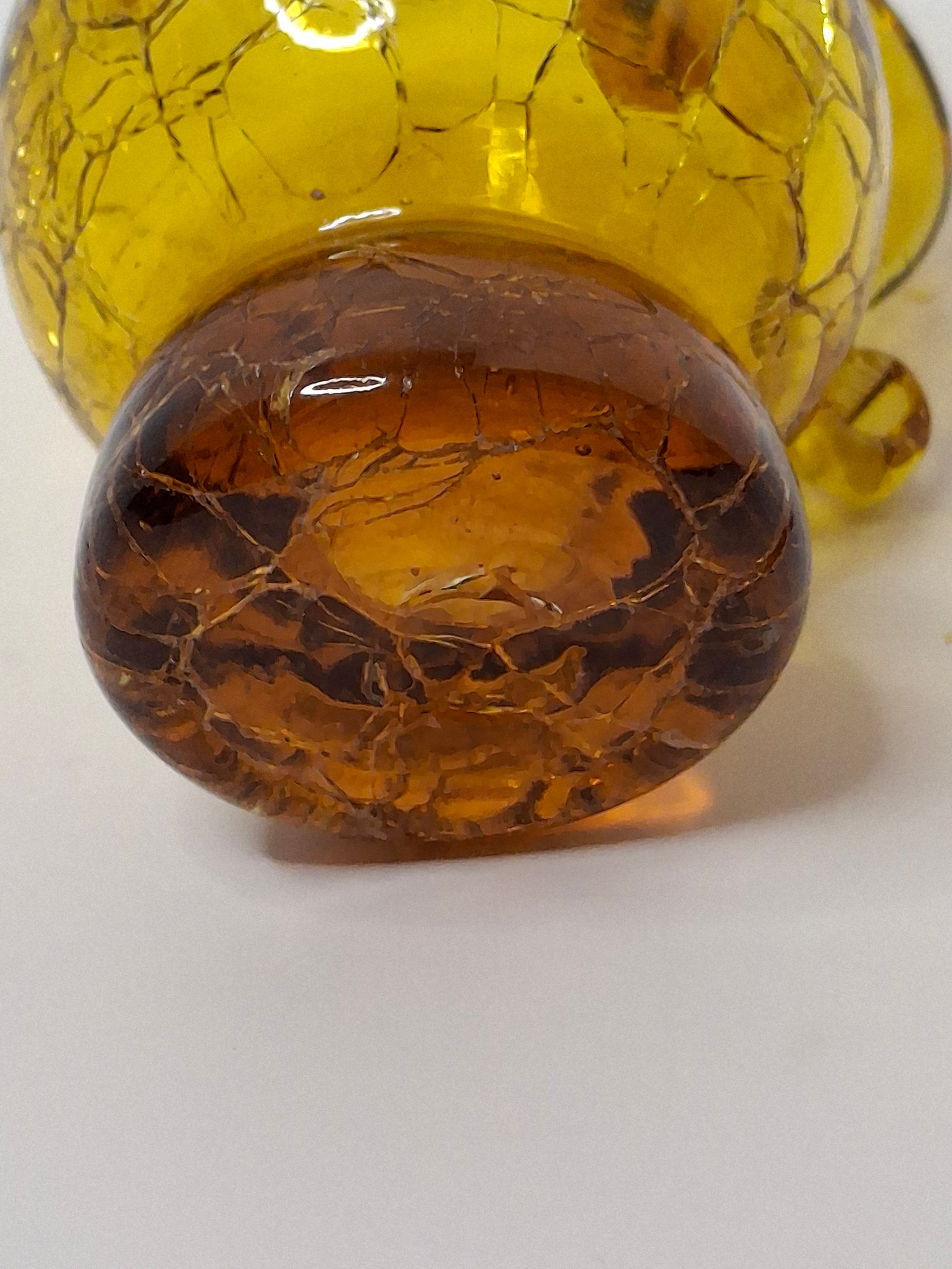 Vintage Lot of Mini Crackle Glass Pitchers - Cobalt Blue & Emerald Green, Amber