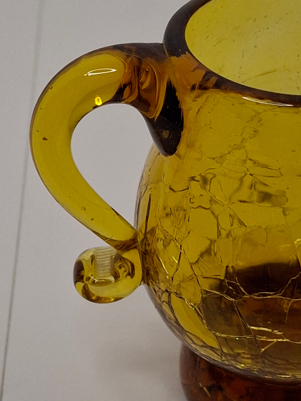 Vintage Lot of Mini Crackle Glass Pitchers - Cobalt Blue & Emerald Green, Amber