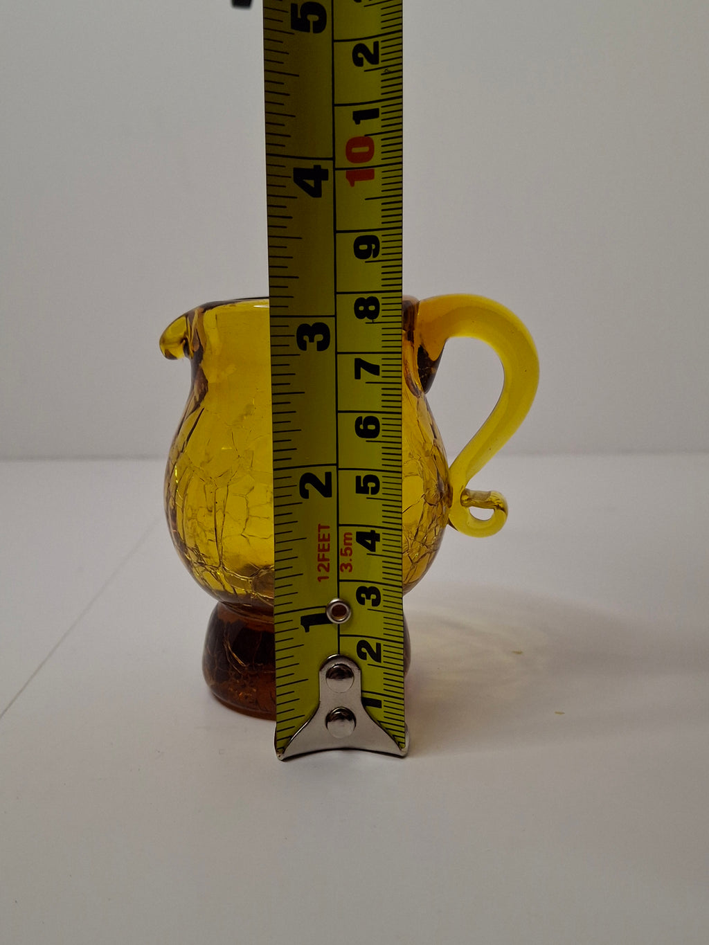 Vintage Lot of Mini Crackle Glass Pitchers - Cobalt Blue & Emerald Green, Amber