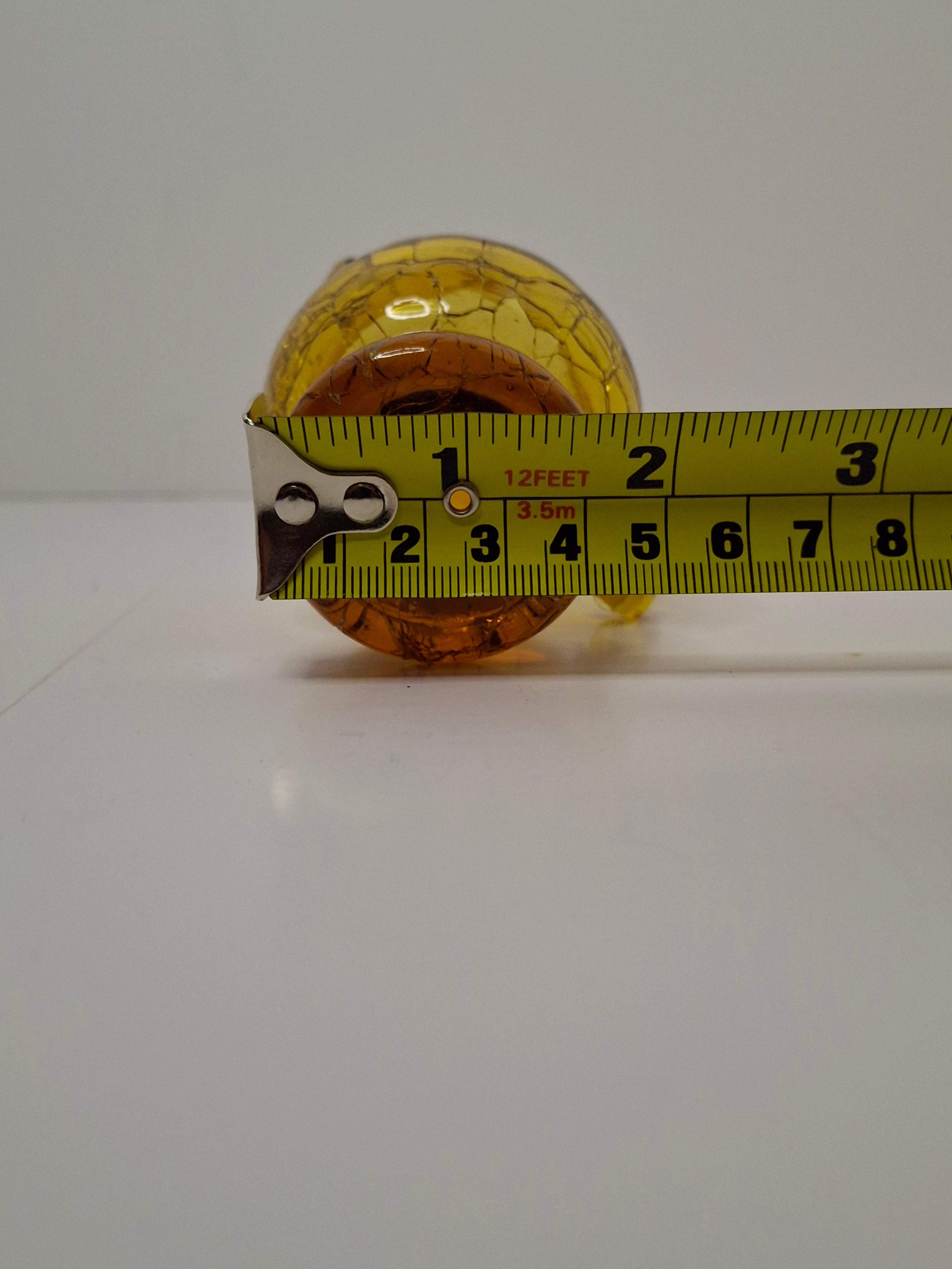 Vintage Mid-Century Amber Crackle Glass Mini Pitcher - Handblown Decorative Ewer