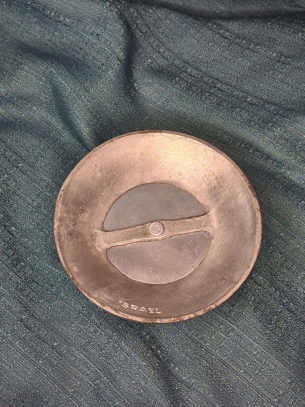 Vintage Israeli Pewter Wine Bottle Coaster with Hebrew "Borei Pri Hagafen" - Judaica Shabbat
