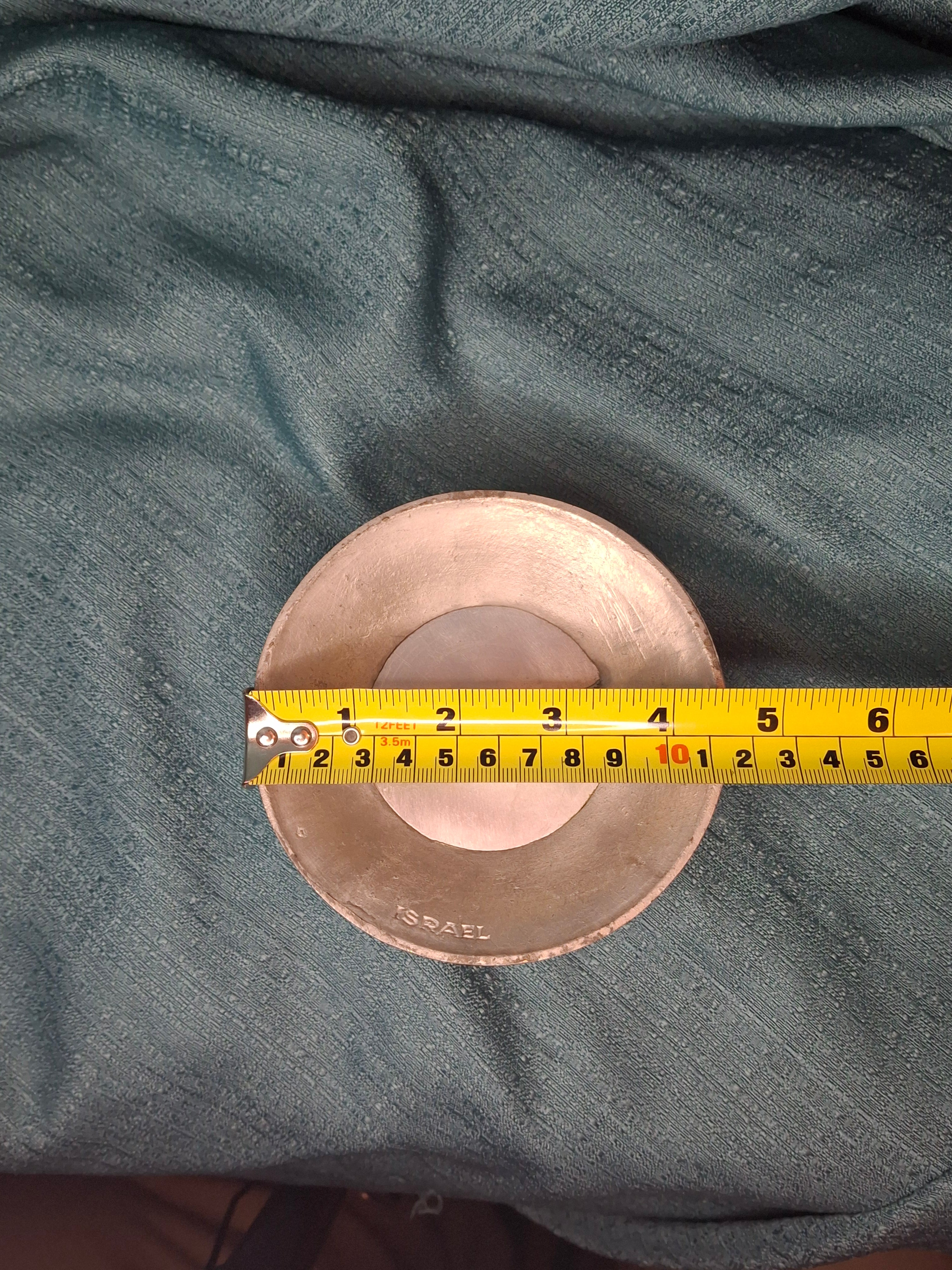 Vintage Israeli Pewter Wine Bottle Coaster with Hebrew "Borei Pri Hagafen" - Judaica Shabbat