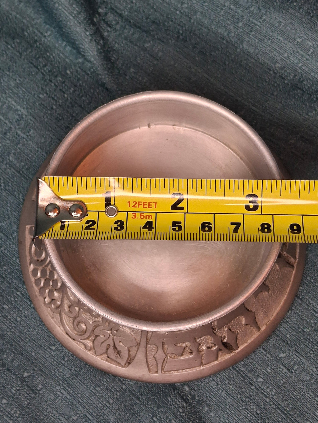Vintage Israeli Pewter Wine Bottle Coaster with Hebrew "Borei Pri Hagafen" - Judaica Shabbat