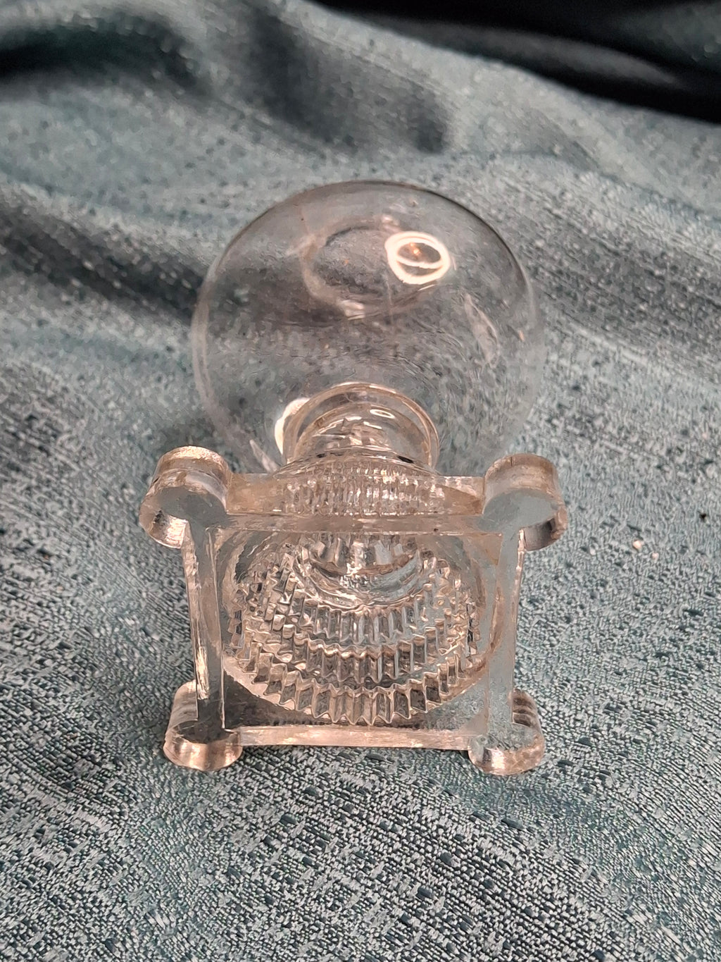 Antique Miniature Boston & Sandwich Pressed Glass Whale Oil Lamp, Circa 1840s