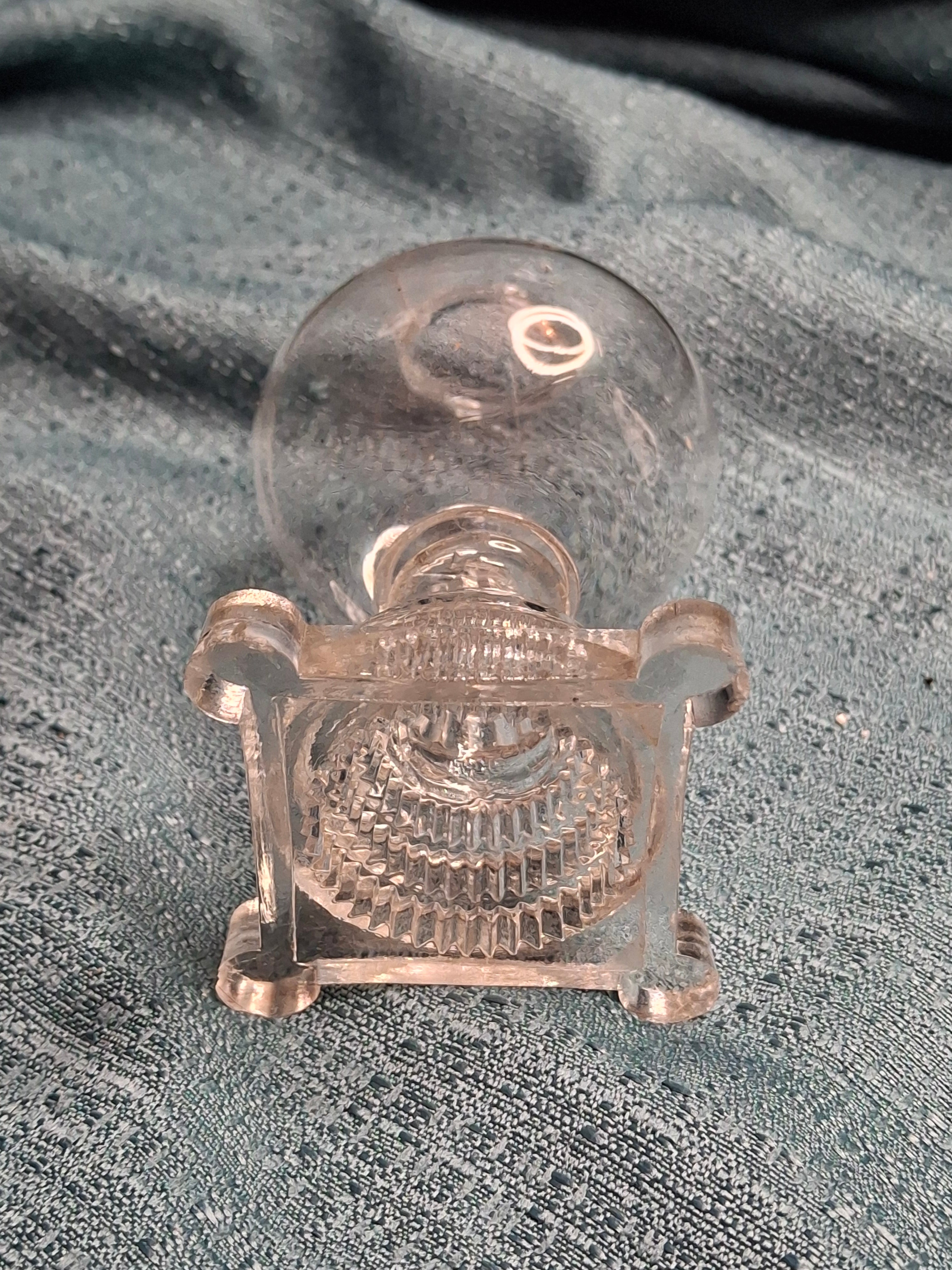 Antique Miniature Boston & Sandwich Pressed Glass Whale Oil Lamp, Circa 1840s