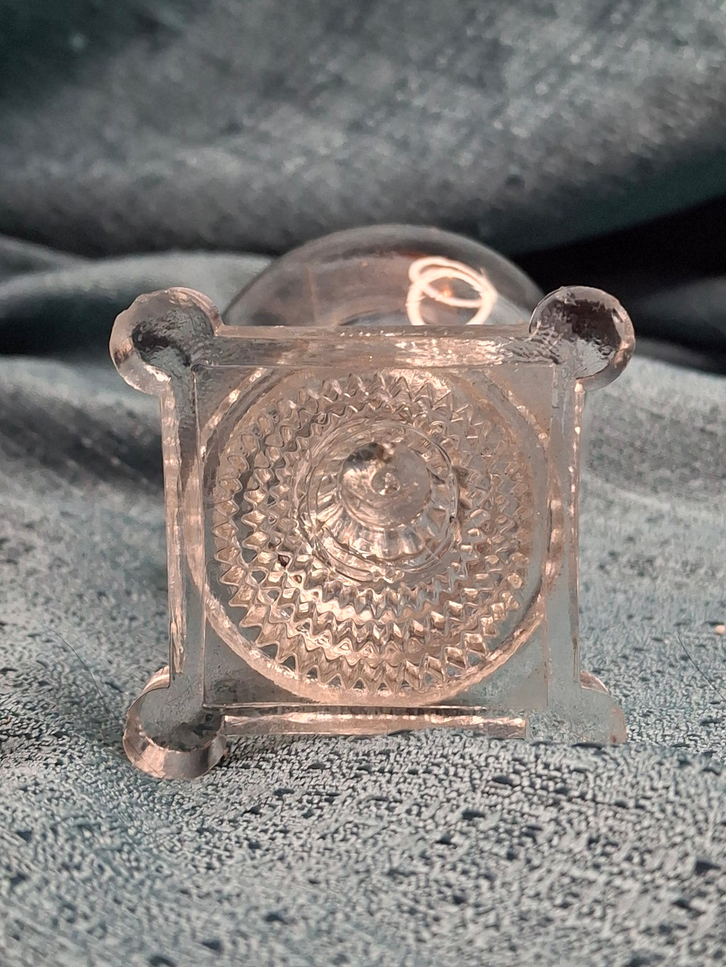 Antique Miniature Boston & Sandwich Pressed Glass Whale Oil Lamp, Circa 1840s