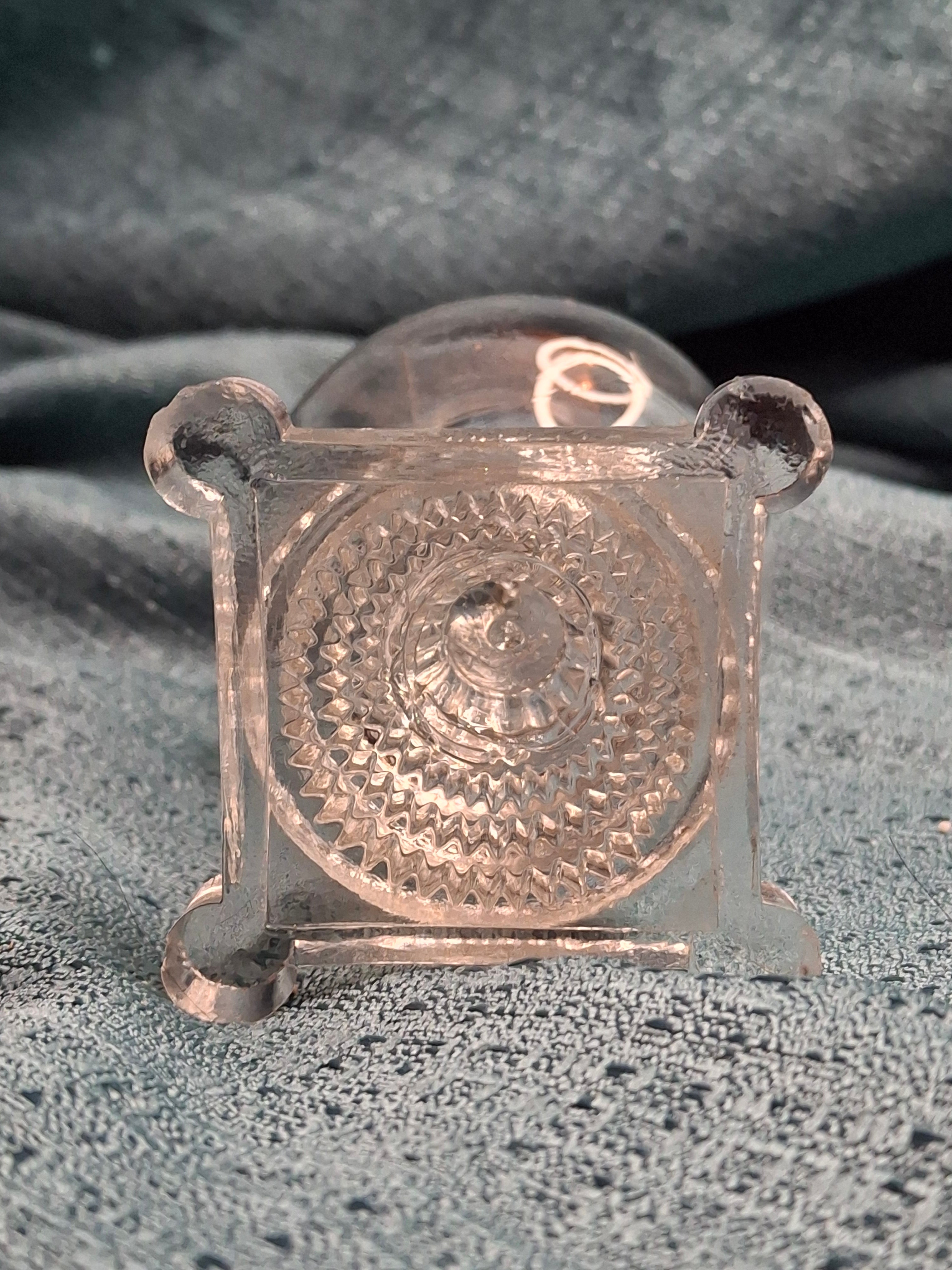 Antique Miniature Boston & Sandwich Pressed Glass Whale Oil Lamp, Circa 1840s