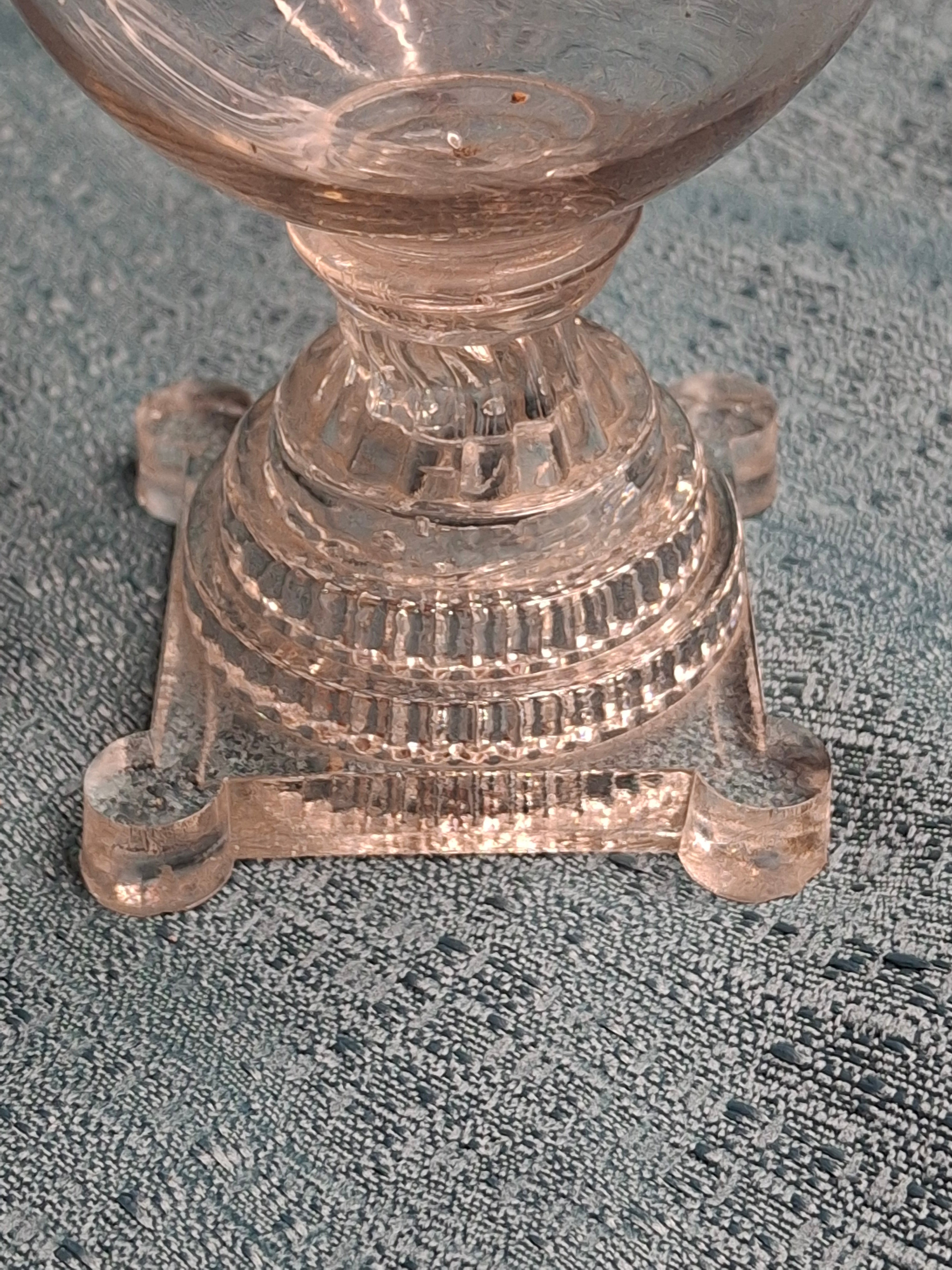 Antique Miniature Boston & Sandwich Pressed Glass Whale Oil Lamp, Circa 1840s