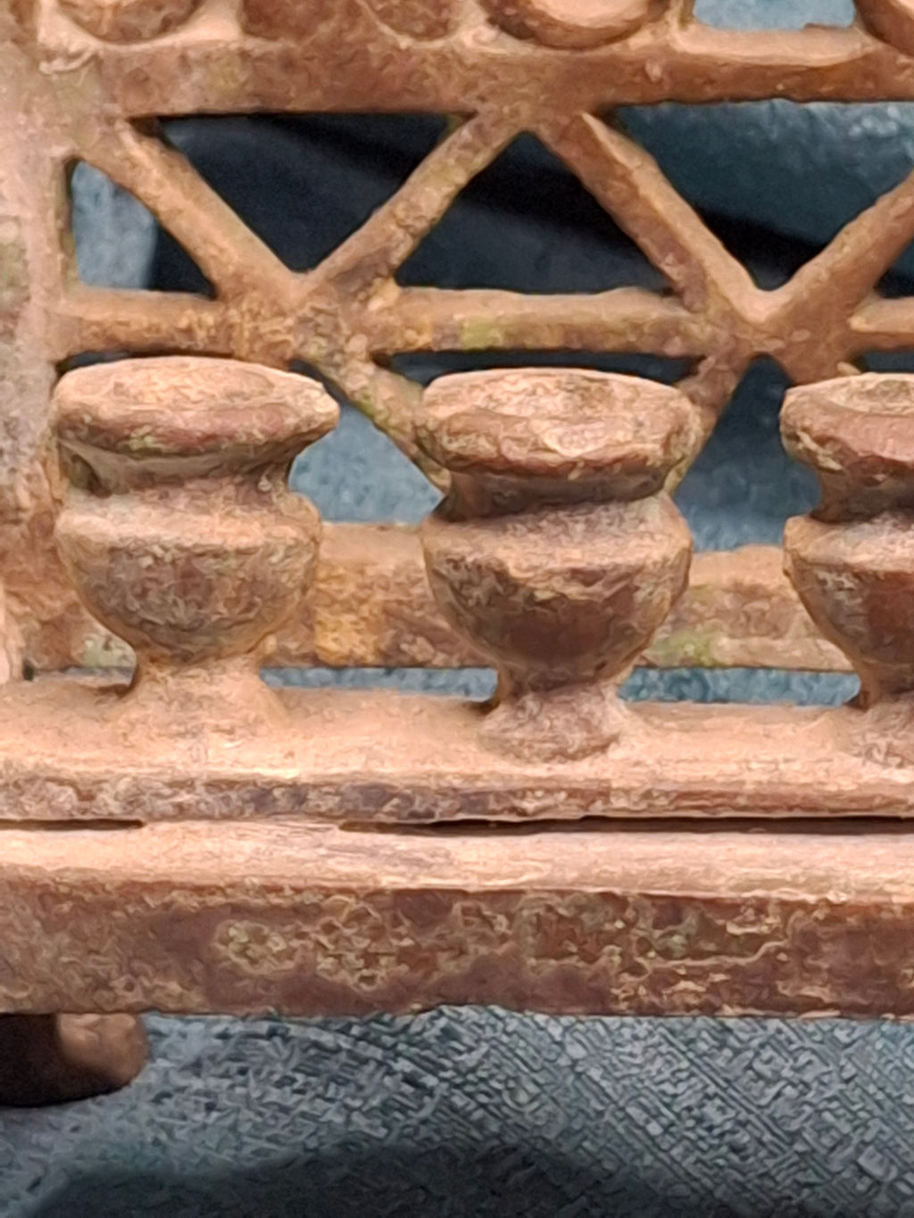 Antique Early 19thC Polish Brass Bench Menorah Lions Eagle Hanukkah Lamp Rare