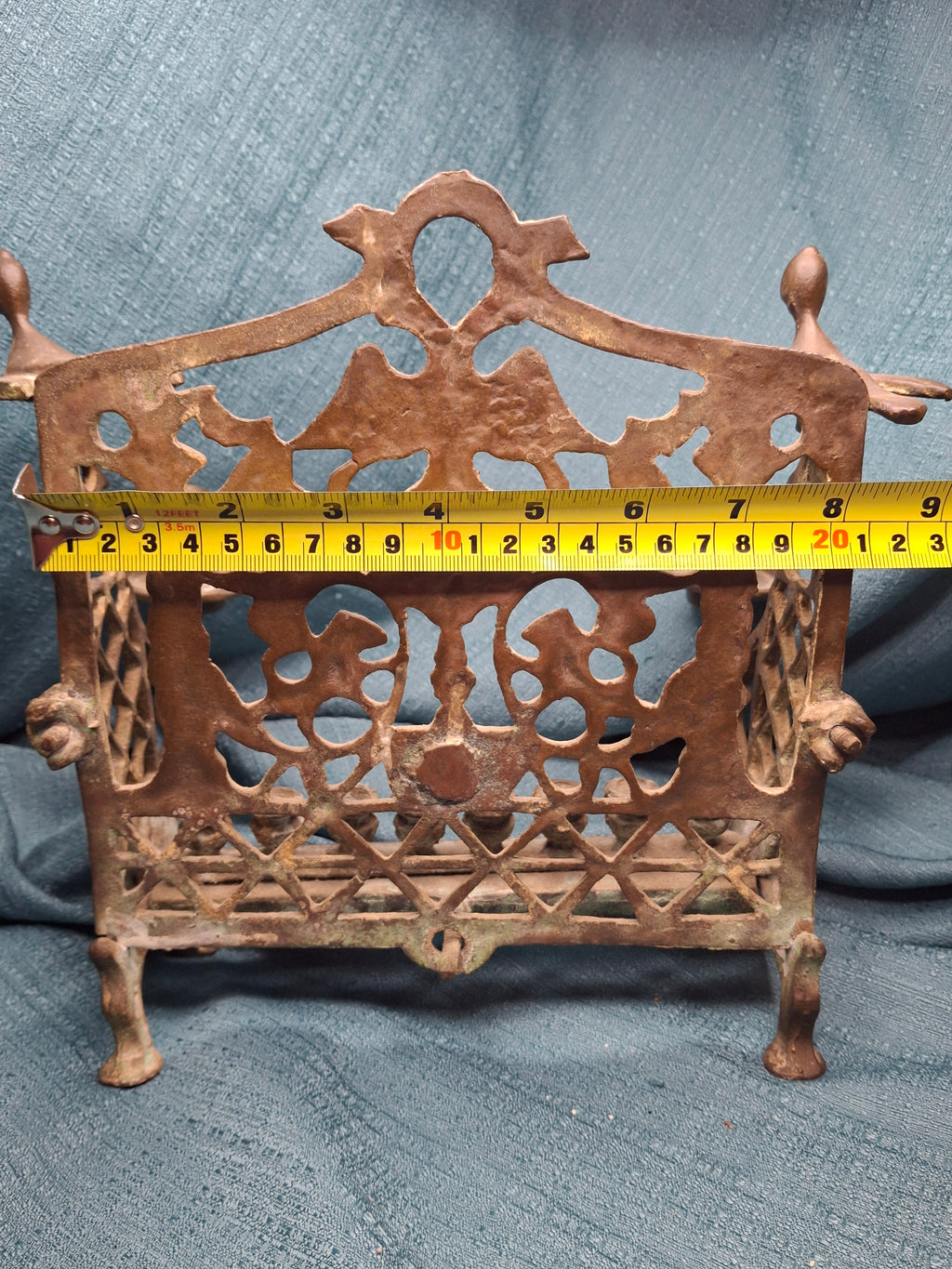 Antique Early 19thC Polish Brass Bench Menorah Lions Eagle Hanukkah Lamp Rare