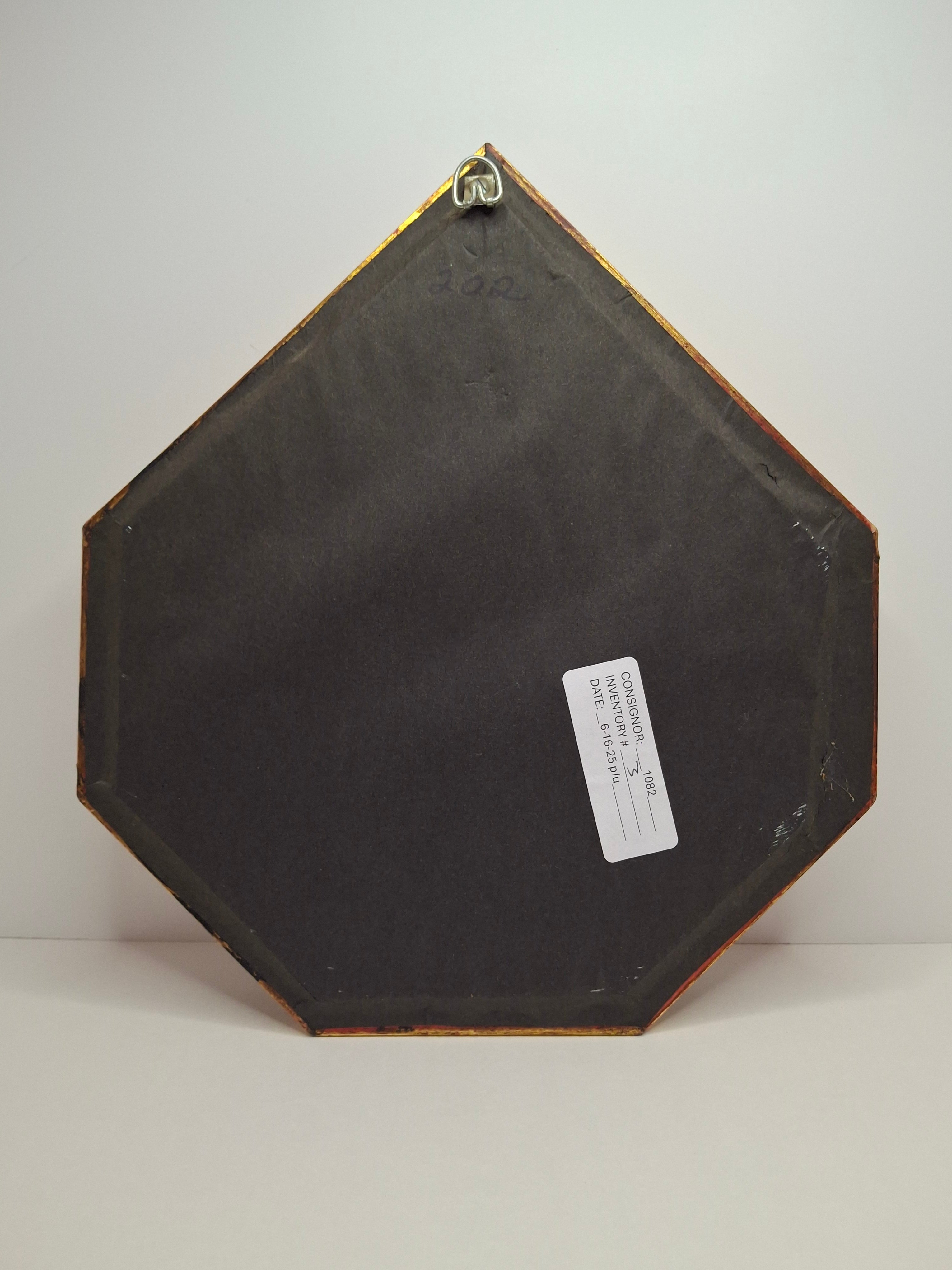 Mid-Century Judaica Ten Commandments Wall Plaque w/ Lions, Crown, Blue Velvet