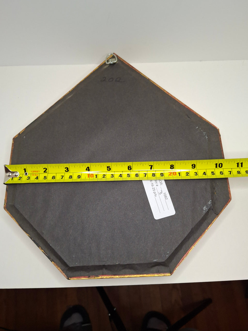 Mid-Century Judaica Ten Commandments Wall Plaque w/ Lions, Crown, Blue Velvet