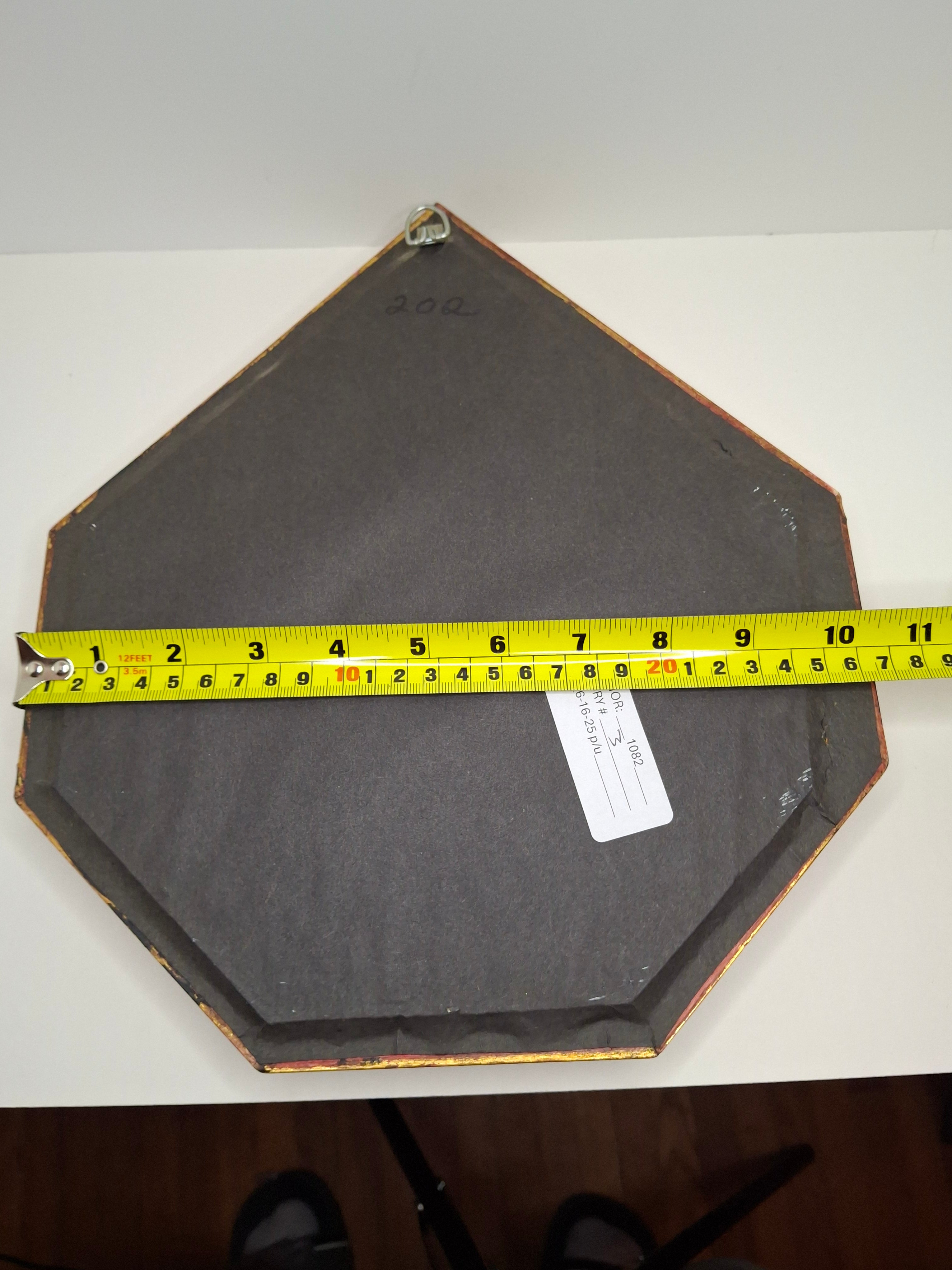 Mid-Century Judaica Ten Commandments Wall Plaque w/ Lions, Crown, Blue Velvet