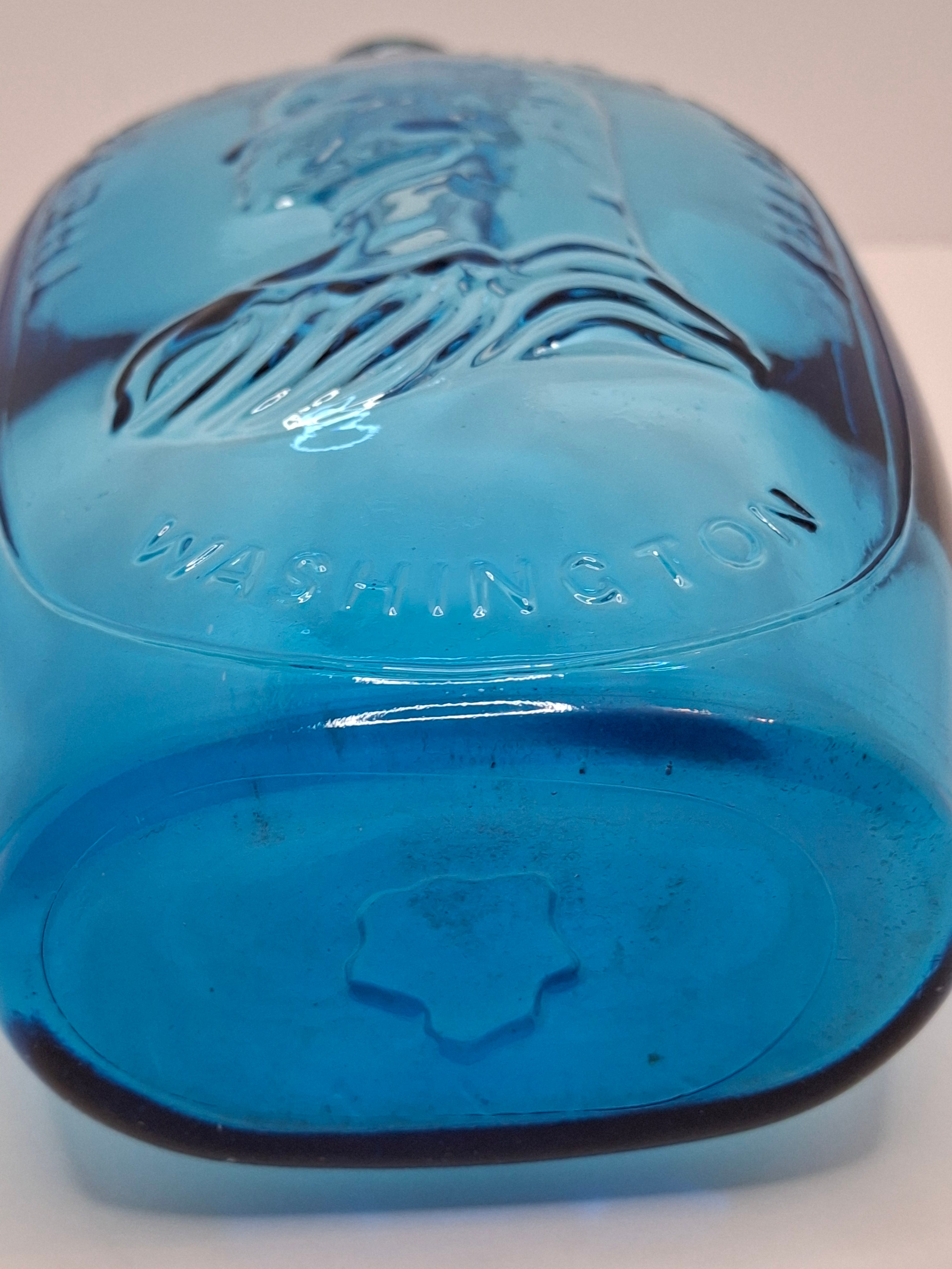 Cobalt Glass Washington-Taylor Flask Reproduction - "The Father of His Country"