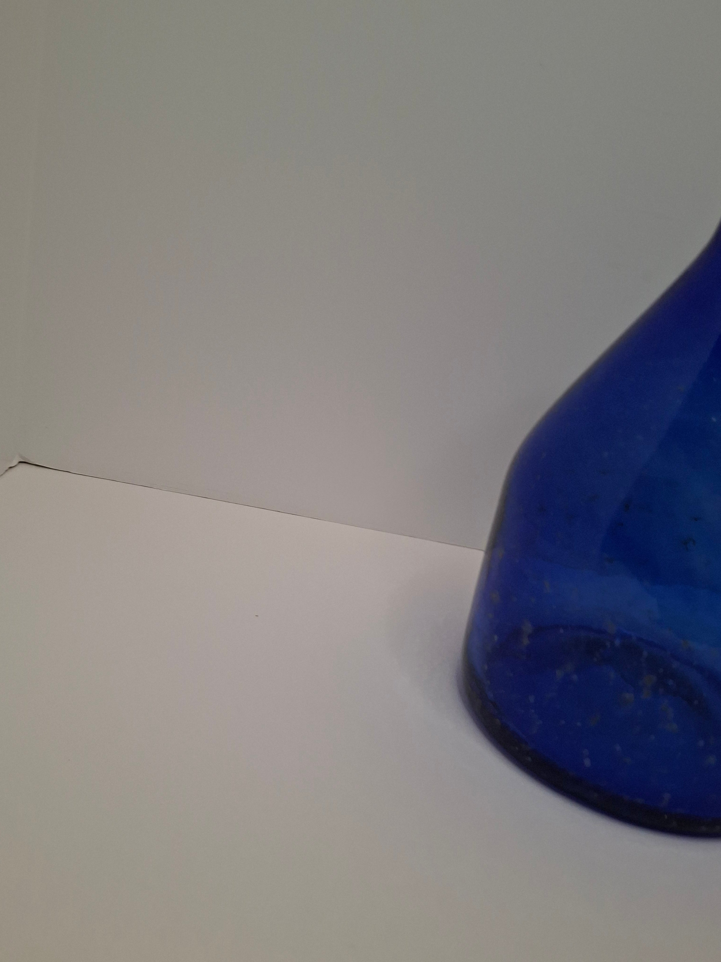 Antique 19th Century Hand-Blown Cobalt Blue Glass Demijohn Bottle w/ Pontil Mark