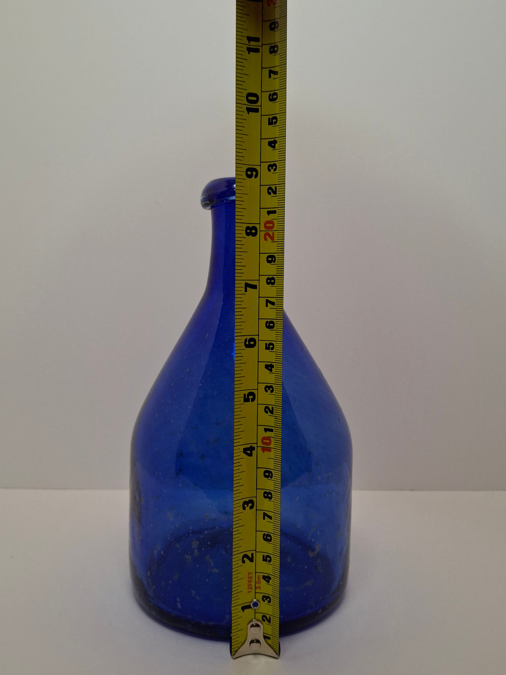 Antique 19th Century Hand-Blown Cobalt Blue Glass Demijohn Bottle w/ Pontil Mark