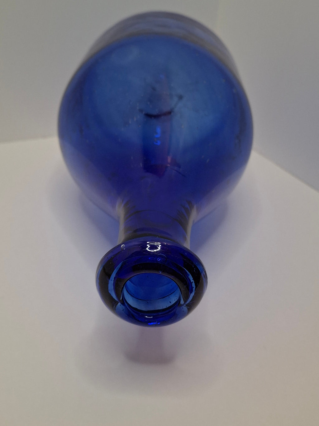 Antique 19th Century Hand-Blown Cobalt Blue Glass Demijohn Bottle w/ Pontil Mark