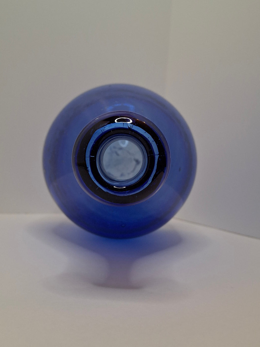 Antique 19th Century Hand-Blown Cobalt Blue Glass Demijohn Bottle w/ Pontil Mark