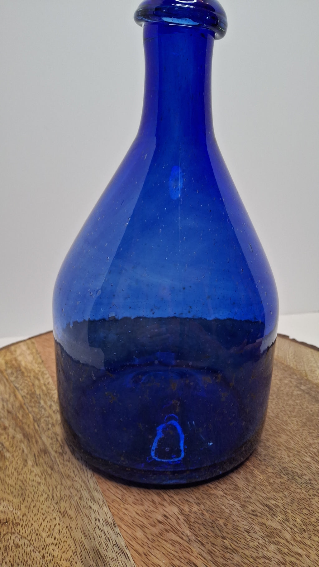 Antique 19th Century Hand-Blown Cobalt Blue Glass Demijohn Bottle w/ Pontil Mark