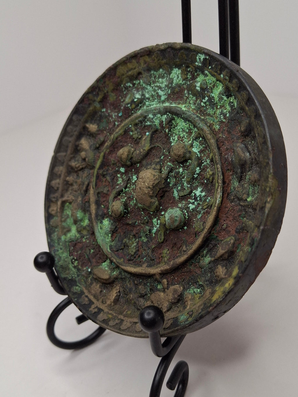 Antique Chinese Tang Dynasty Bronze Mirror - Lion and Grape Pattern - 7th-9th C.