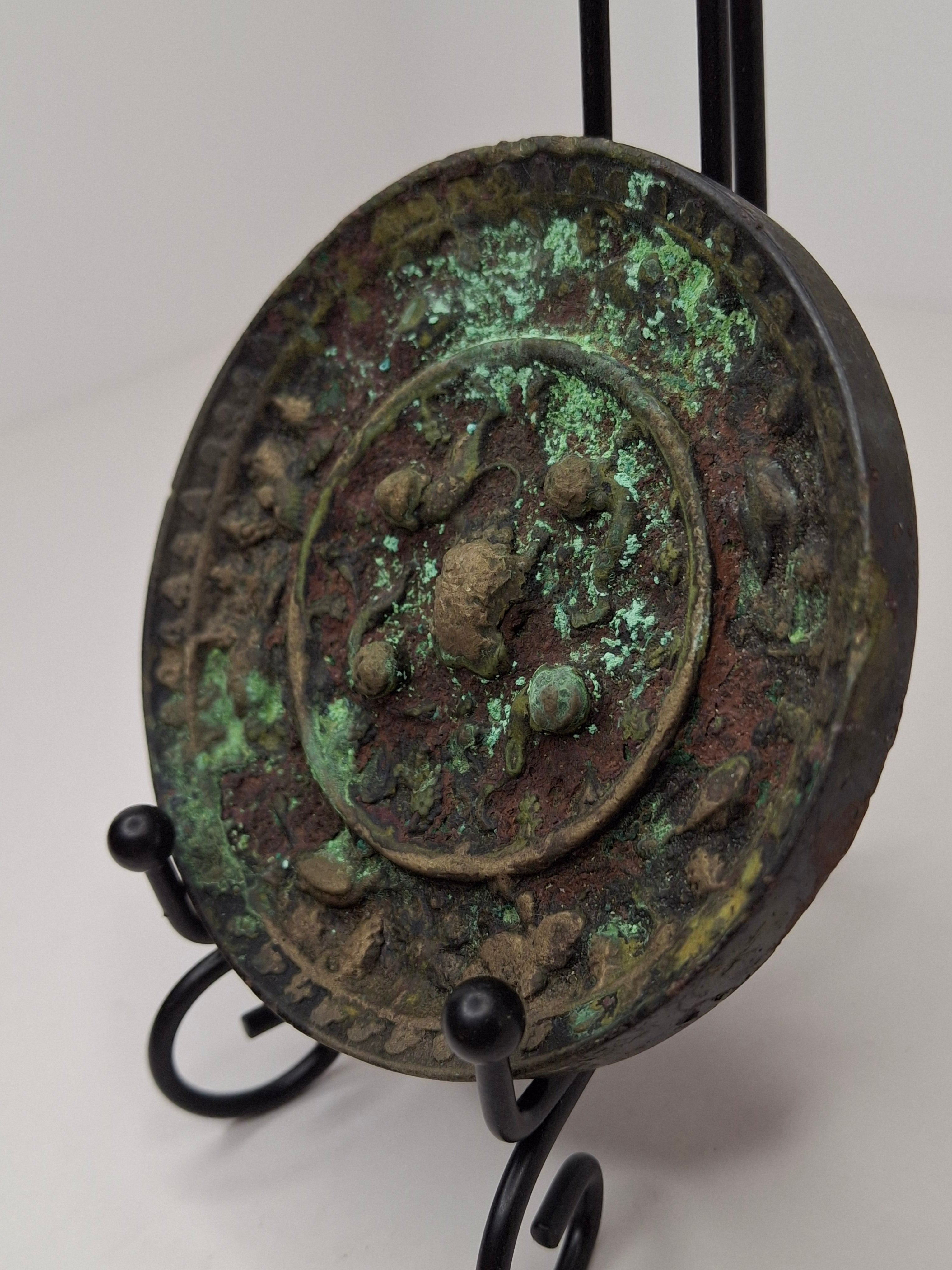 Antique Chinese Tang Dynasty Bronze Mirror - Lion and Grape Pattern - 7th-9th C.