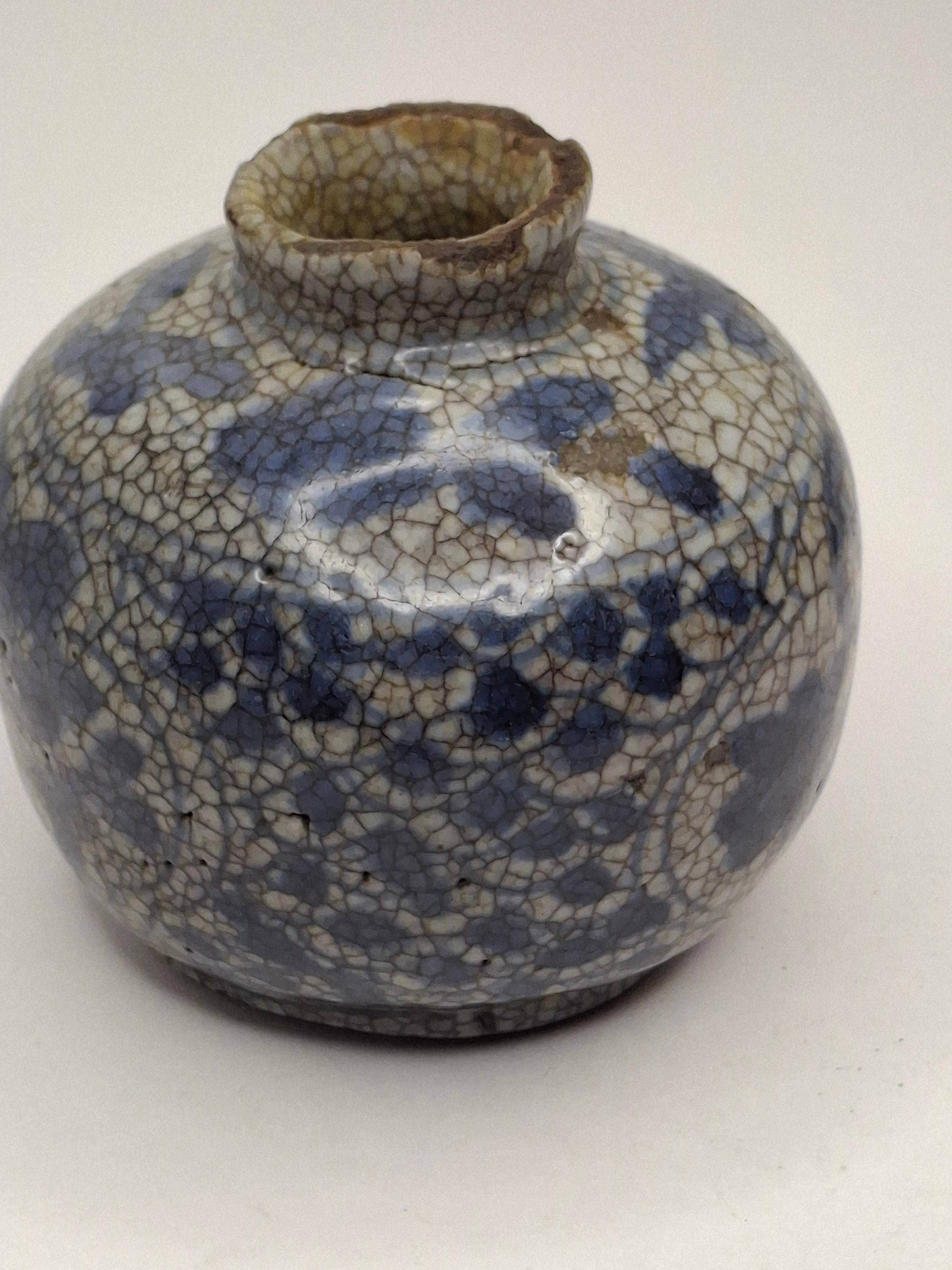 Pair of Antique Chinese Blue and White Crackle Glaze Porcelain Snuff Bottles