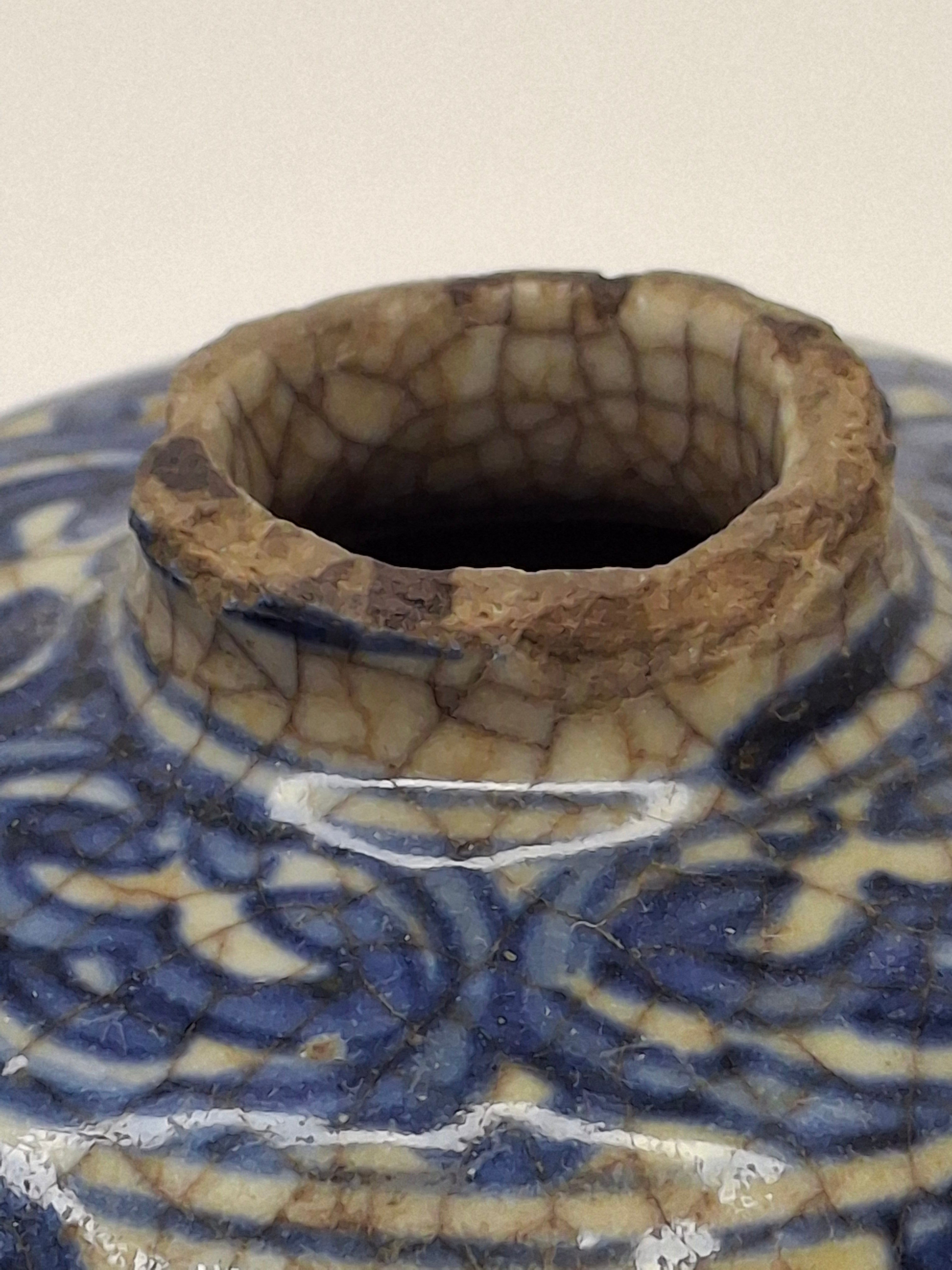 Pair of Antique Chinese Blue and White Crackle Glaze Porcelain Snuff Bottles