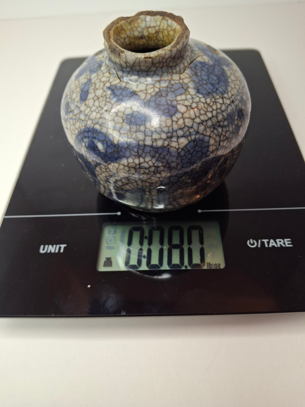 Pair of Antique Chinese Blue and White Crackle Glaze Porcelain Snuff Bottles