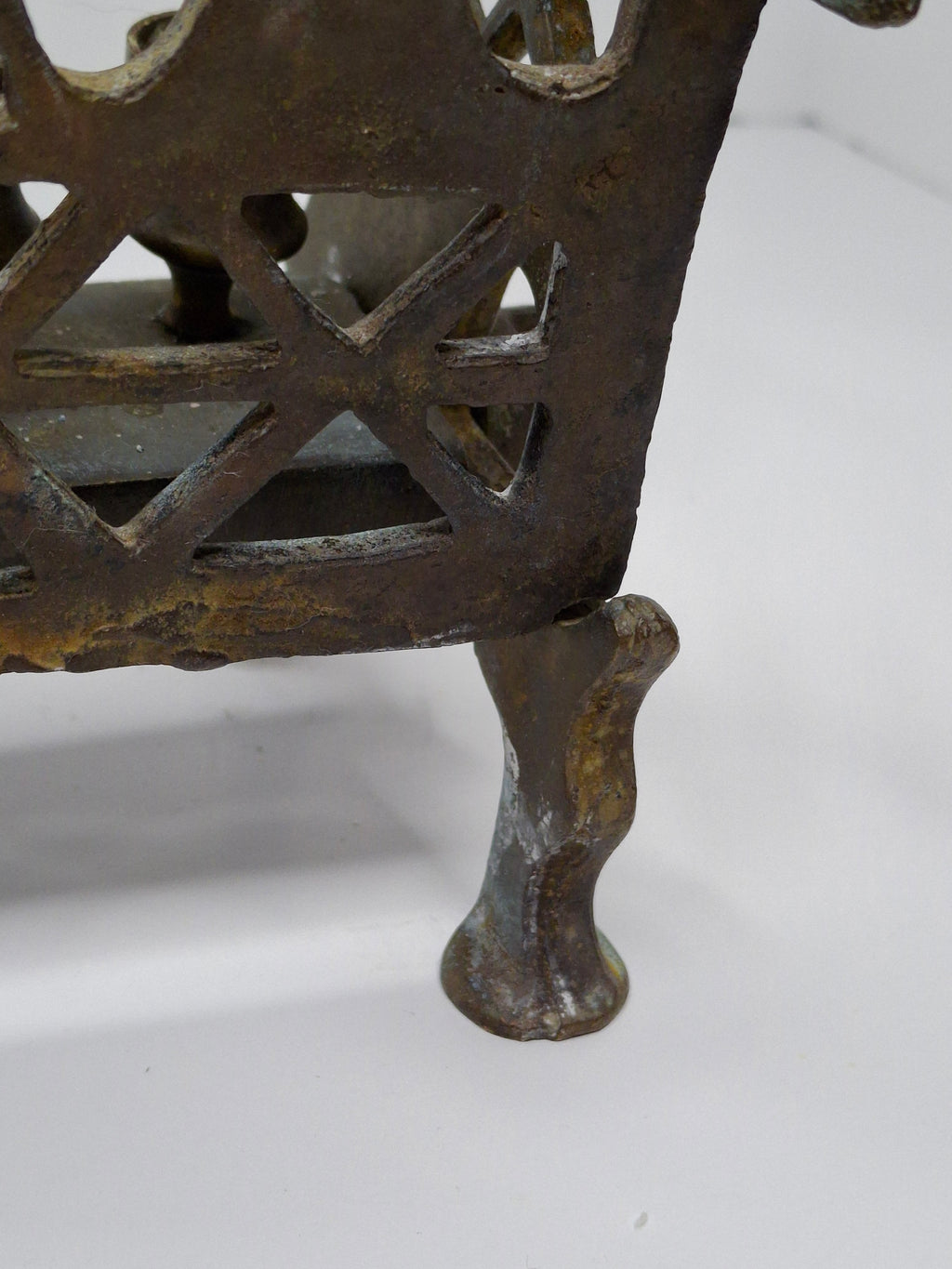 Antique Eastern European Brass Bench Chanukah Menorah with Double-Headed Eagle, Lions, Birds, Columns, and Shabbat Candlesticks