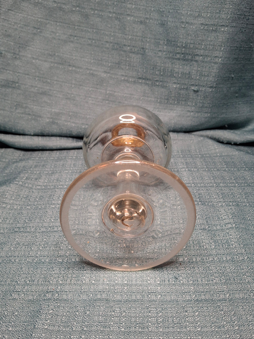 Antique 19thC Whale Oil Glass Goblet Wine Stem Lamp, c.1820-1850