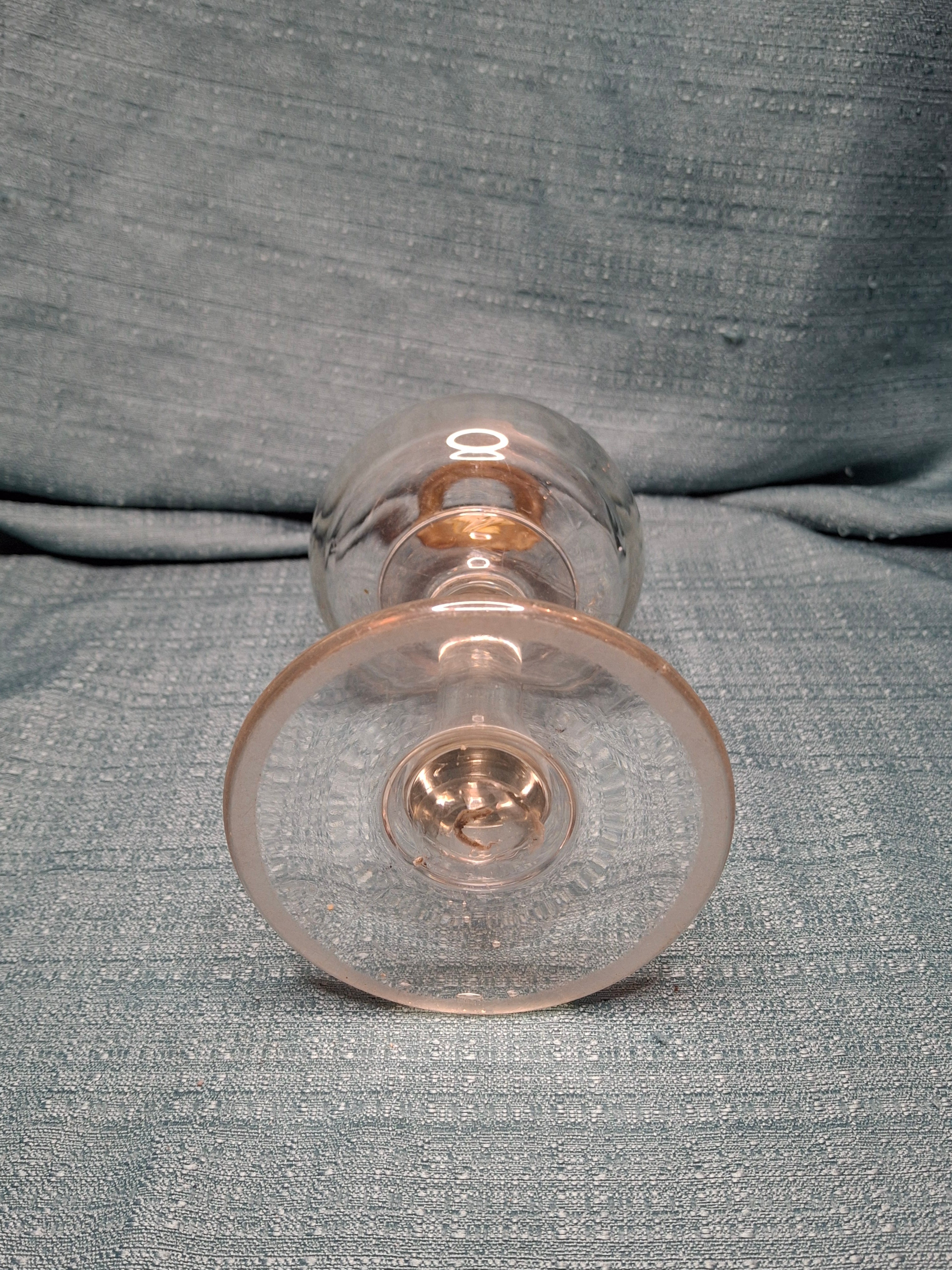 Antique 19thC Whale Oil Glass Goblet Wine Stem Lamp, c.1820-1850