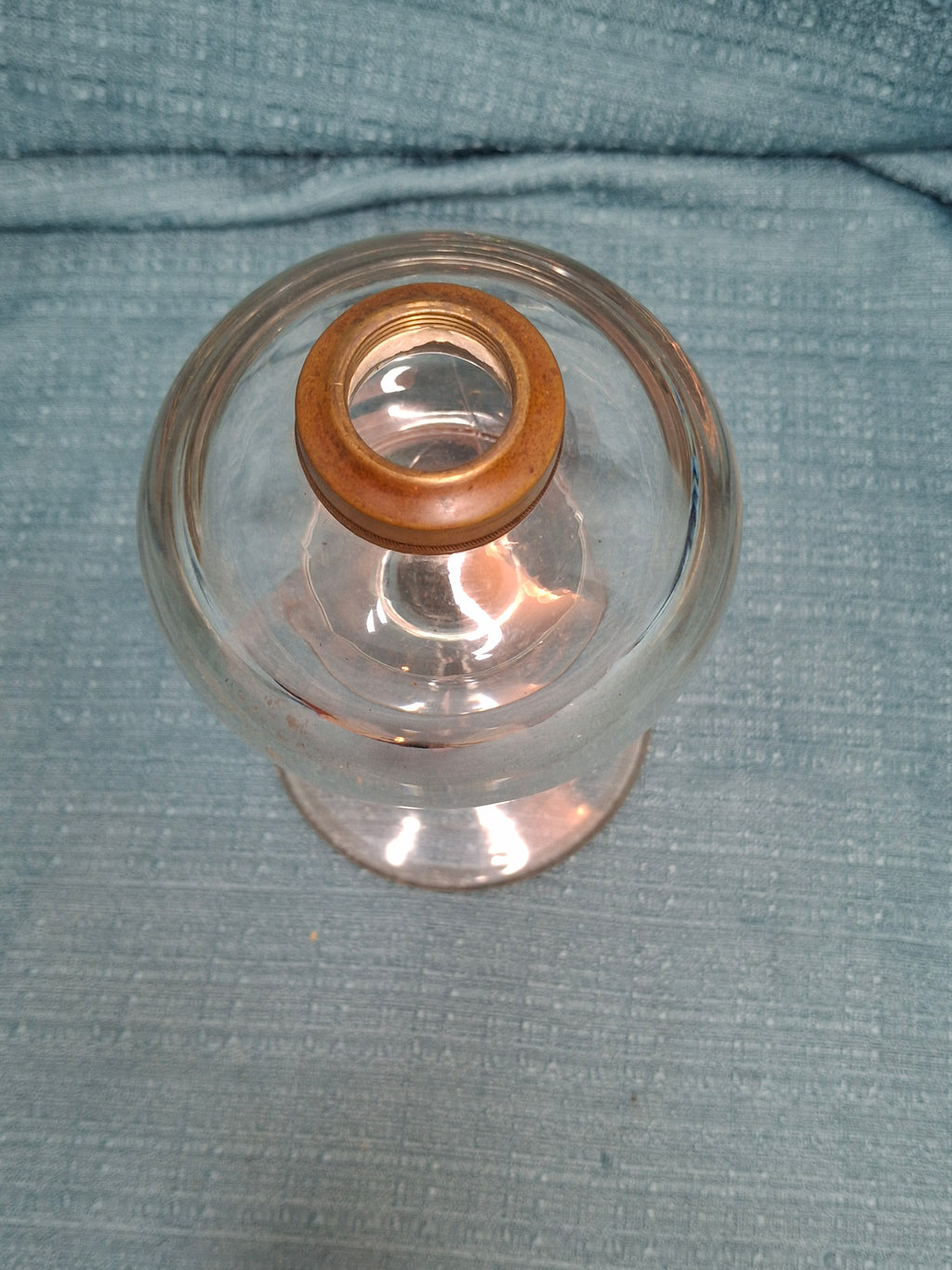 Antique 19thC Whale Oil Glass Goblet Wine Stem Lamp, c.1820-1850