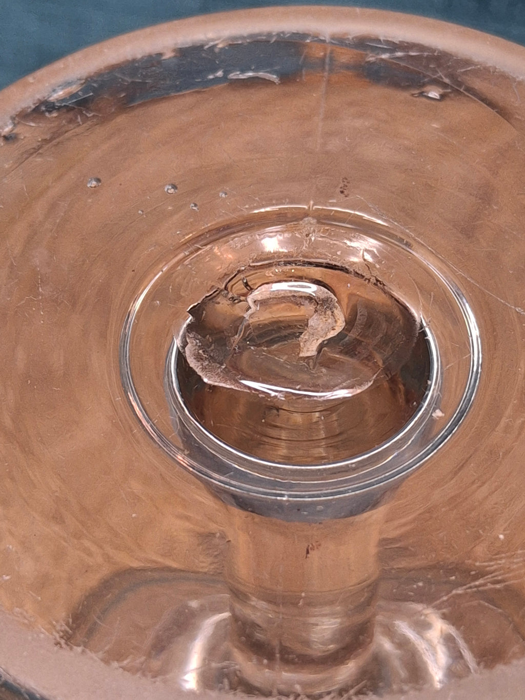 Antique 19thC Whale Oil Glass Goblet Wine Stem Lamp, c.1820-1850