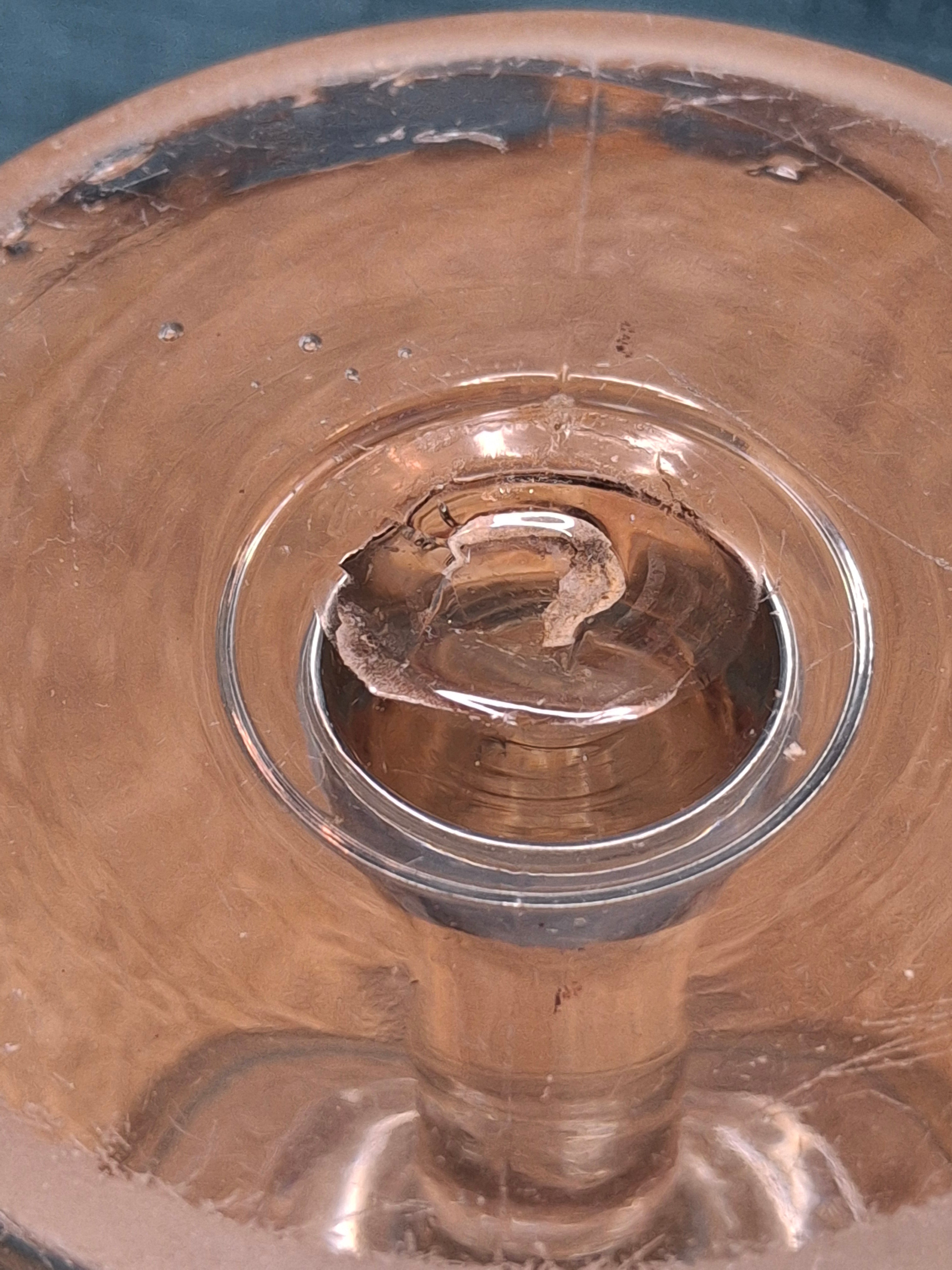 Antique 19thC Whale Oil Glass Goblet Wine Stem Lamp, c.1820-1850