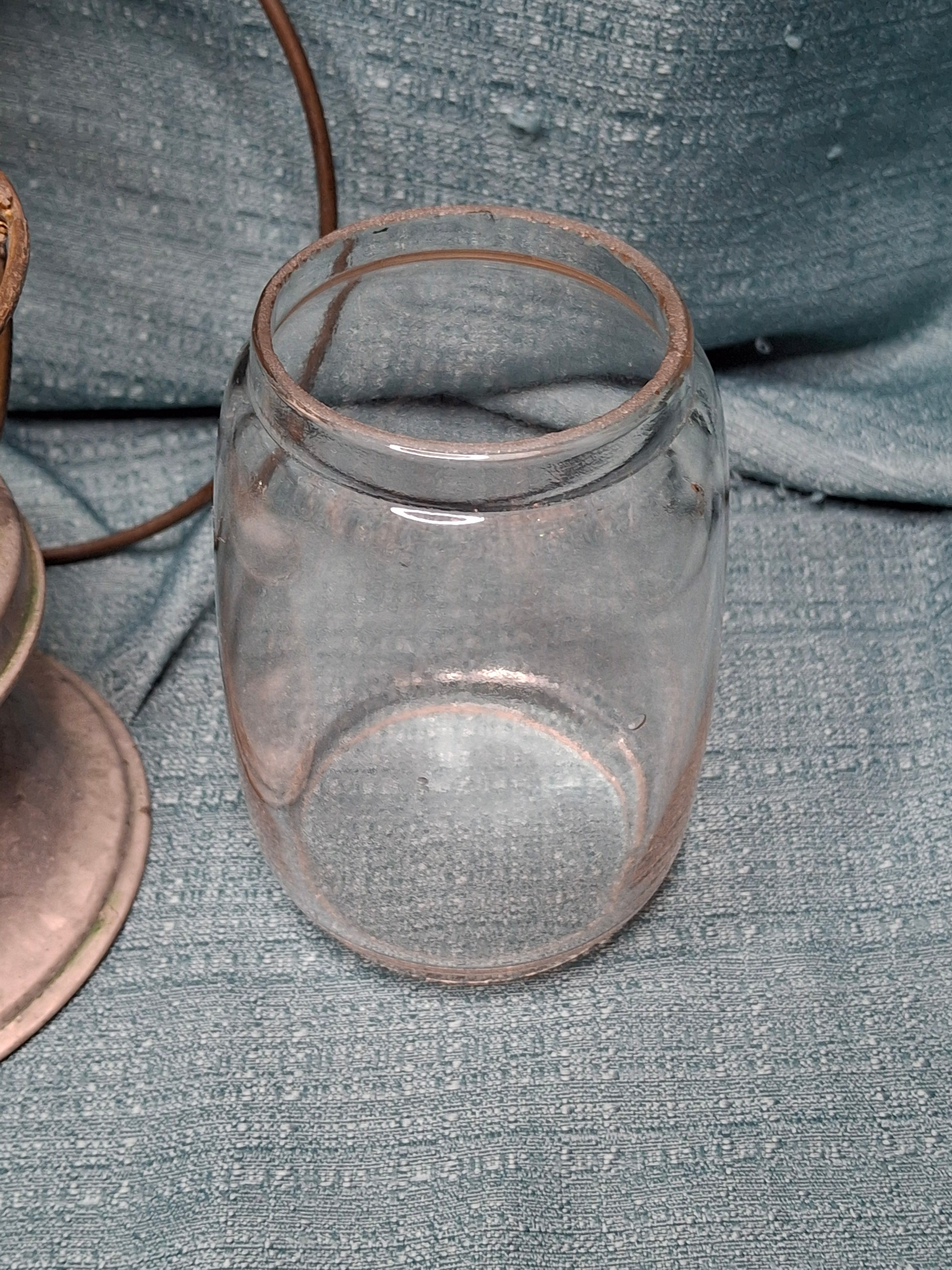 Antique Mid-19th C American Tin and Brass Whale Oil Lantern Double Tube Burner